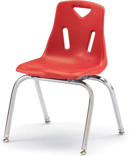 Jonti-Craft Berries 8146JC1008 Stacking Chair with Chrome-Plated Legs, 16" Height, Red