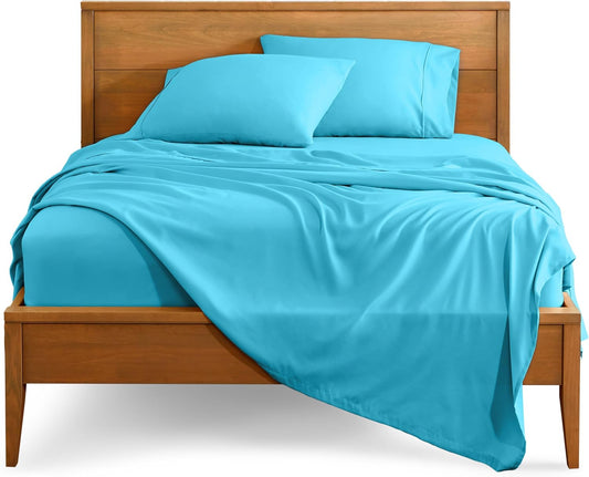 Bare Home Split King Sheet Set - 1800 Ultra-Soft Microfiber Bed Sheets - Double Brushed - Deep Pockets - Easy Fit - 5 Piece Set - Bed Sheets & Pillowcases (Split King, Aqua)