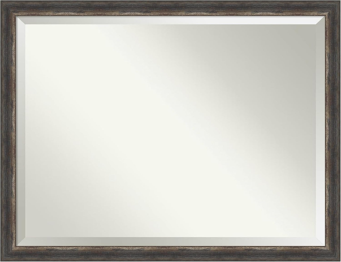 Amanti Art Brown Wall Mirror 34x44 Bark Rustic Char Narrow Rectangle Bathroom Mirror for Wall Decor Living Room, X-Large Rustic Farmhouse Frame, Hangs Horizonally and Vertically, Bathroom Decor