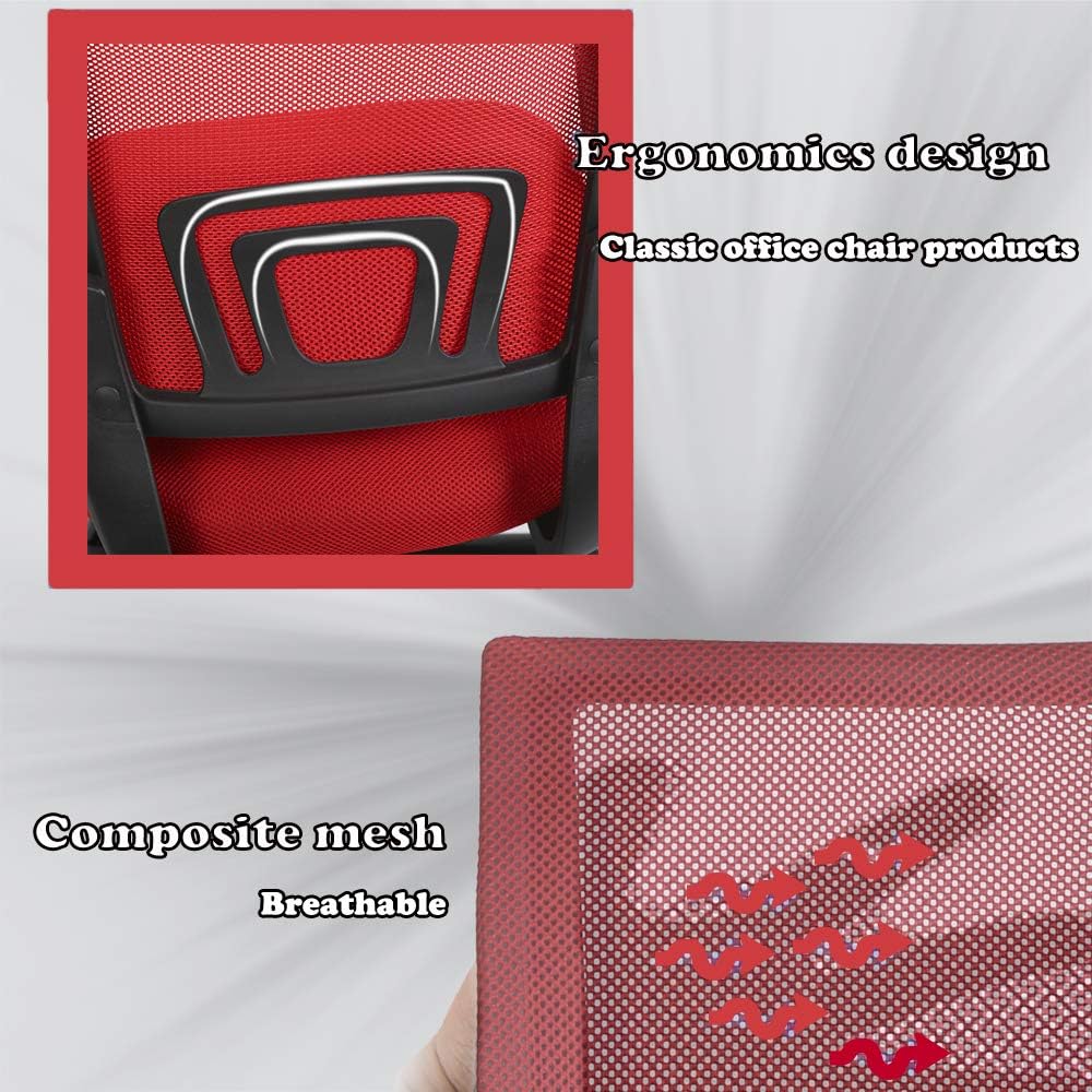 BestOffice Office Chair Ergonomic Cheap Desk Chair Mesh Computer Chair Lumbar Support Modern Executive Adjustable Stool Rolling Swivel Chair for Back Pain (Red)