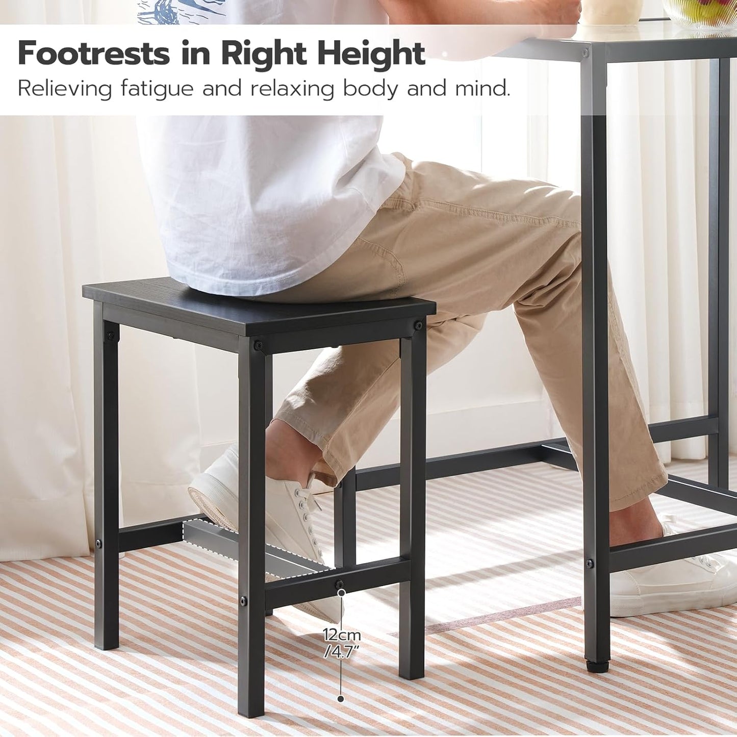 HOOBRO Mordern Dining Table Set, Glass Dining Room Table Set for Small Spaces, Kitchen Table and Chairs for 3 Table with Chairs Home Furniture Rectangular, Black BK80CZ01