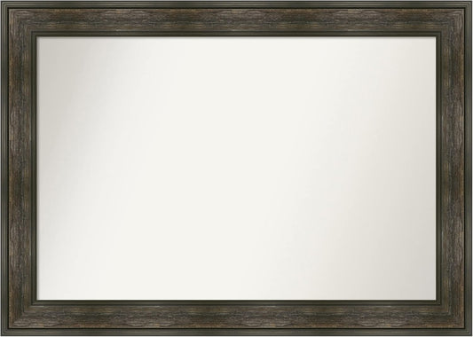 Amanti Art Grey Bathroom Mirror for Over Sink, 28x40 Pinstripe Plank Grey Narrow Rectangle Vanity Mirror, Large Country Rustic Frame, Hangs Horizonally and Vertically, Bathroom Wall Decor, Non-Beveled