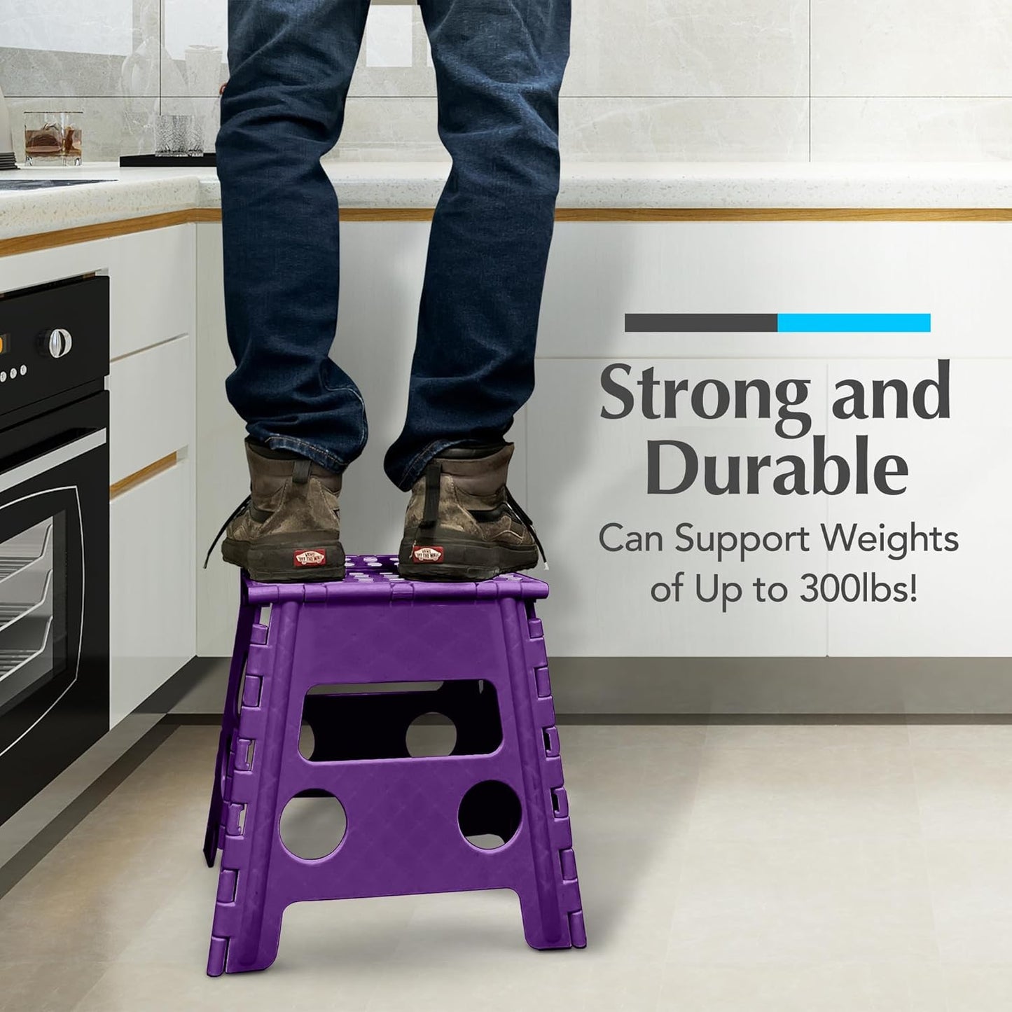 Handy Laundry Folding Lightweight Step Stool - Sturdy Enough to Support Adults and Safe Enough for Kids - Opens Easy with One Flip - Great for Kitchen, Bathroom or Bedroom (Purple- 13 inch)