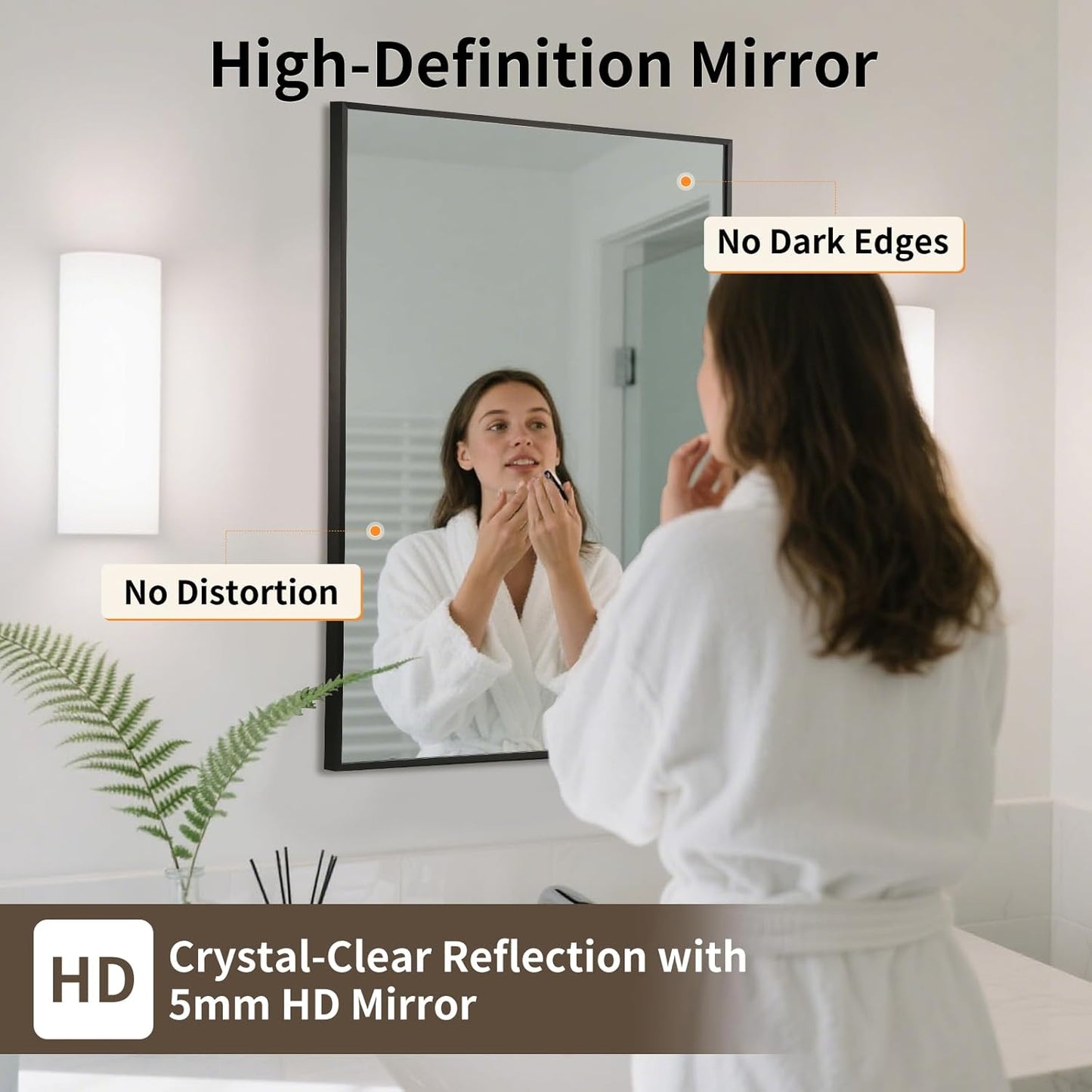 Matte Black Mirror, 24x32 Inch Aluminum Framed Rectangle Mirror, Anti-Rust, Tempered Glass, Square Corner Wall Mirror for Over Sink, Vanity, Bedroom, Entryway, Horizontal/Vertical