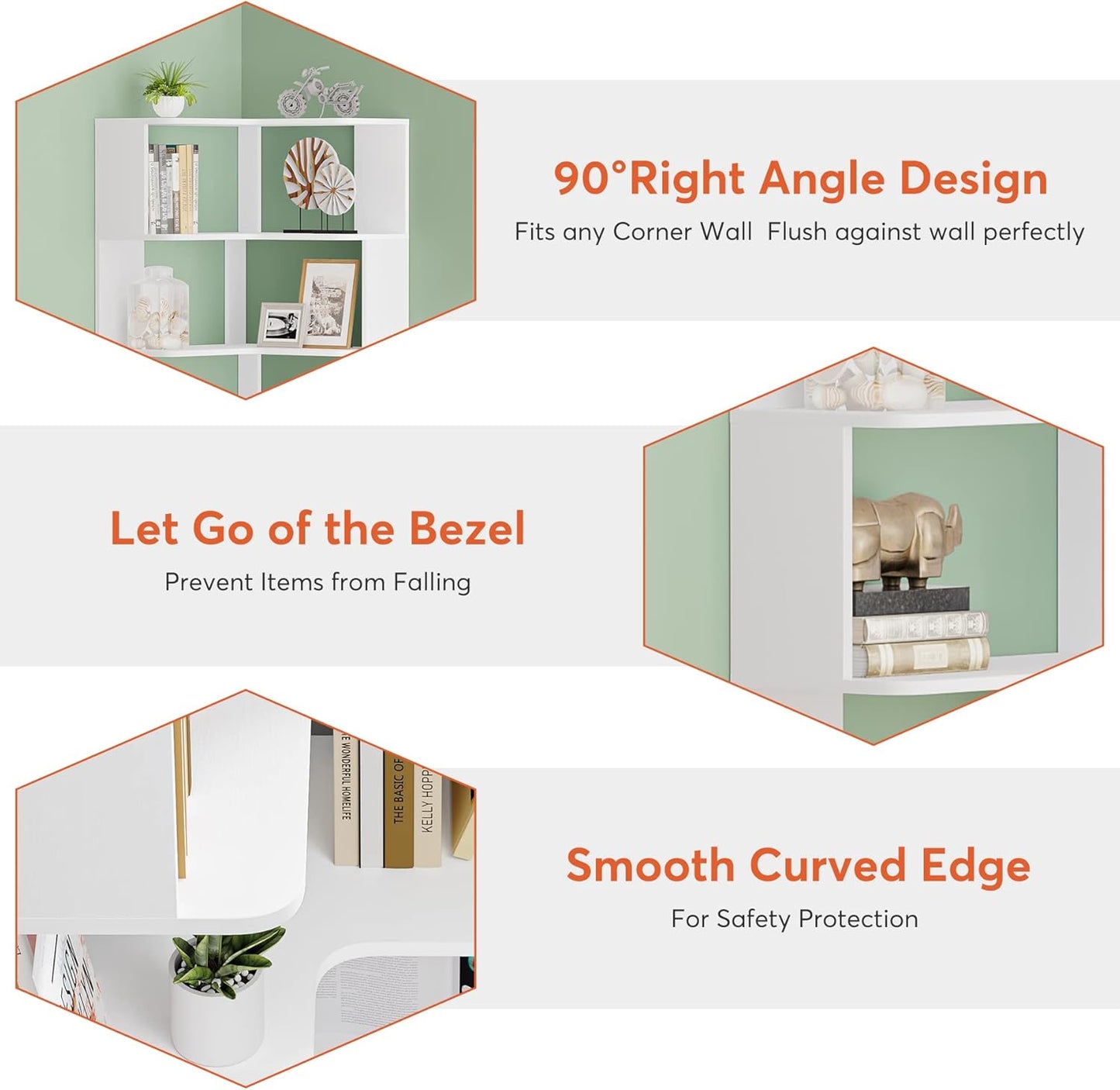 LITTLE TREE Corner Bookshelf, 64.9 Inch Tall Bookcase with Anti-Drop Panel, Modern Freestanding Corner Shelf Display Rack Storage Organizer for Home Office, Living Room, White