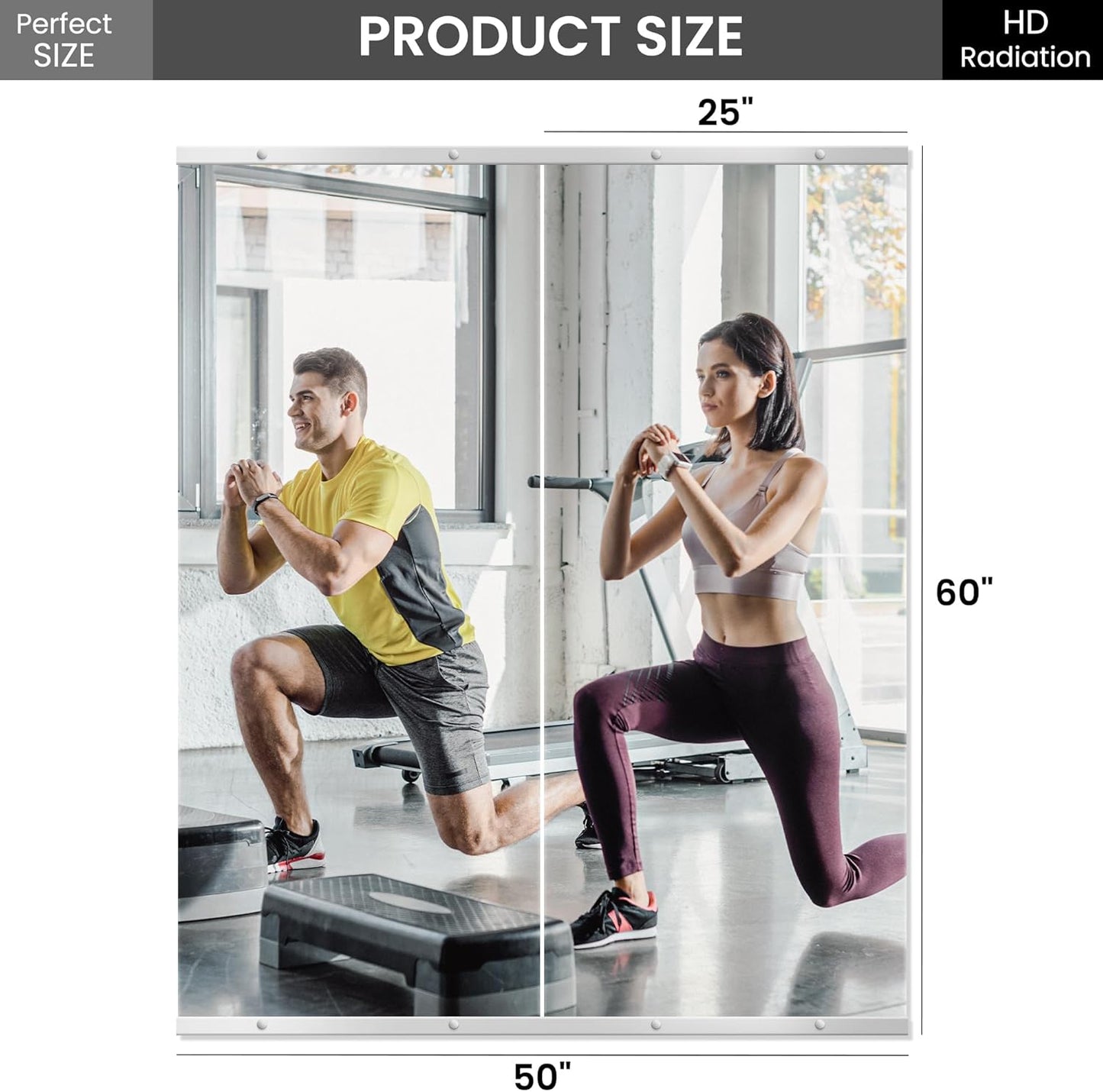 Home Gym Mirror for Wall,Mirror Full Length,60"x25"x2PCS,Glass Frameless Body Large Mirror for Home Gym,Workout,Bedroom,Garage(Silver)