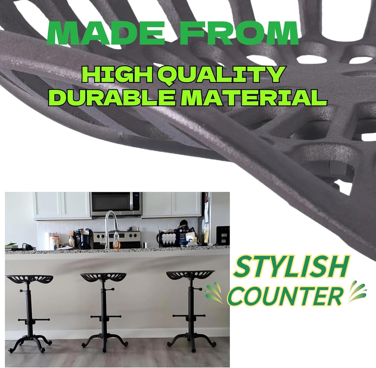 Industrial Tractor Seat Bar Stools Swivel Metal Seat Rustic Kitchen Dining Chairs Height Adjustable 20-27inch