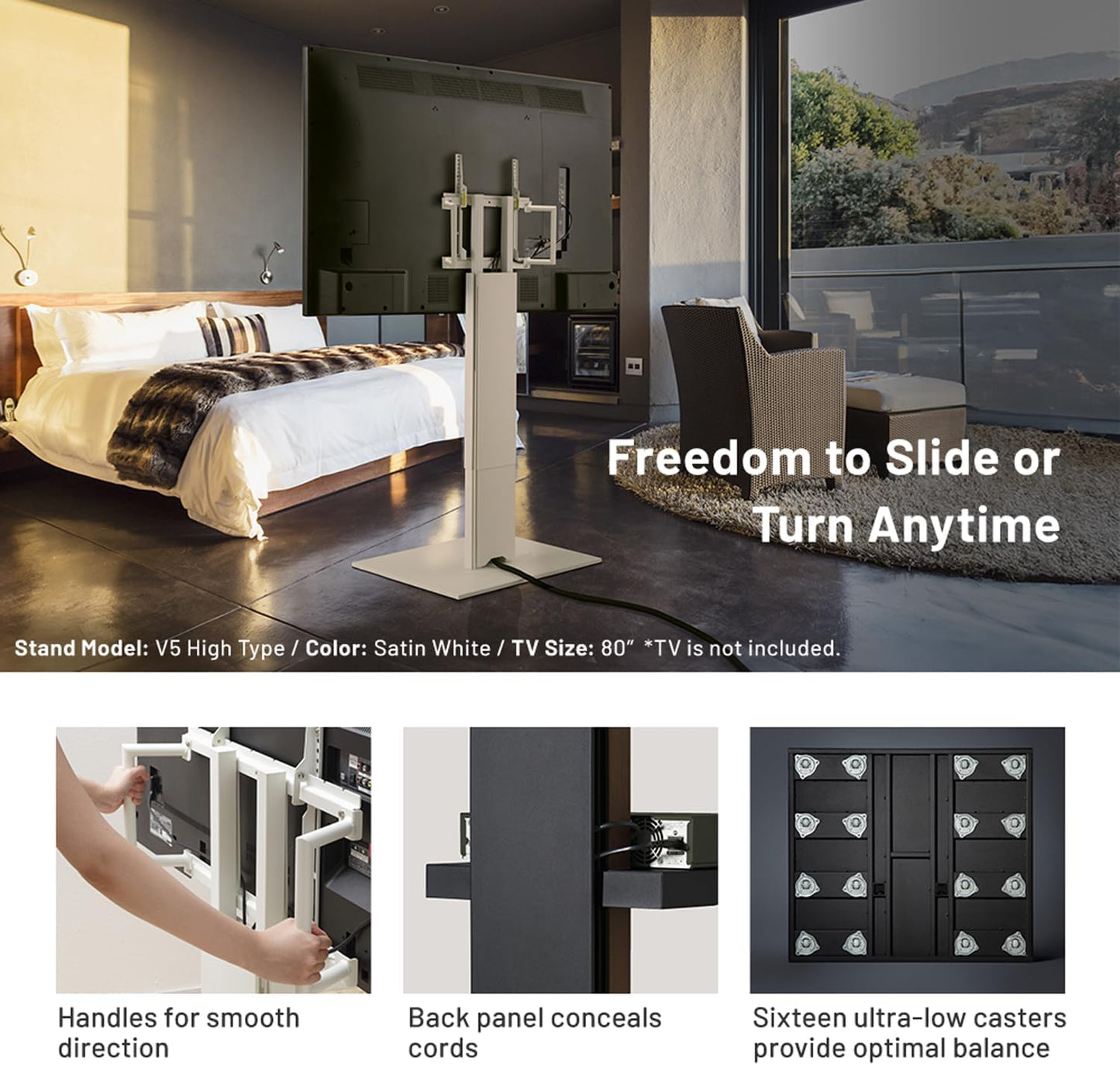 WALL V5 Low Type | Minimalist Rolling TV Stand for 32–80 Inch | Walnut | Portable, Space Saving, Height Adjustable, No Drill | for Living Room and Bedroom | Japan-Engineered Design