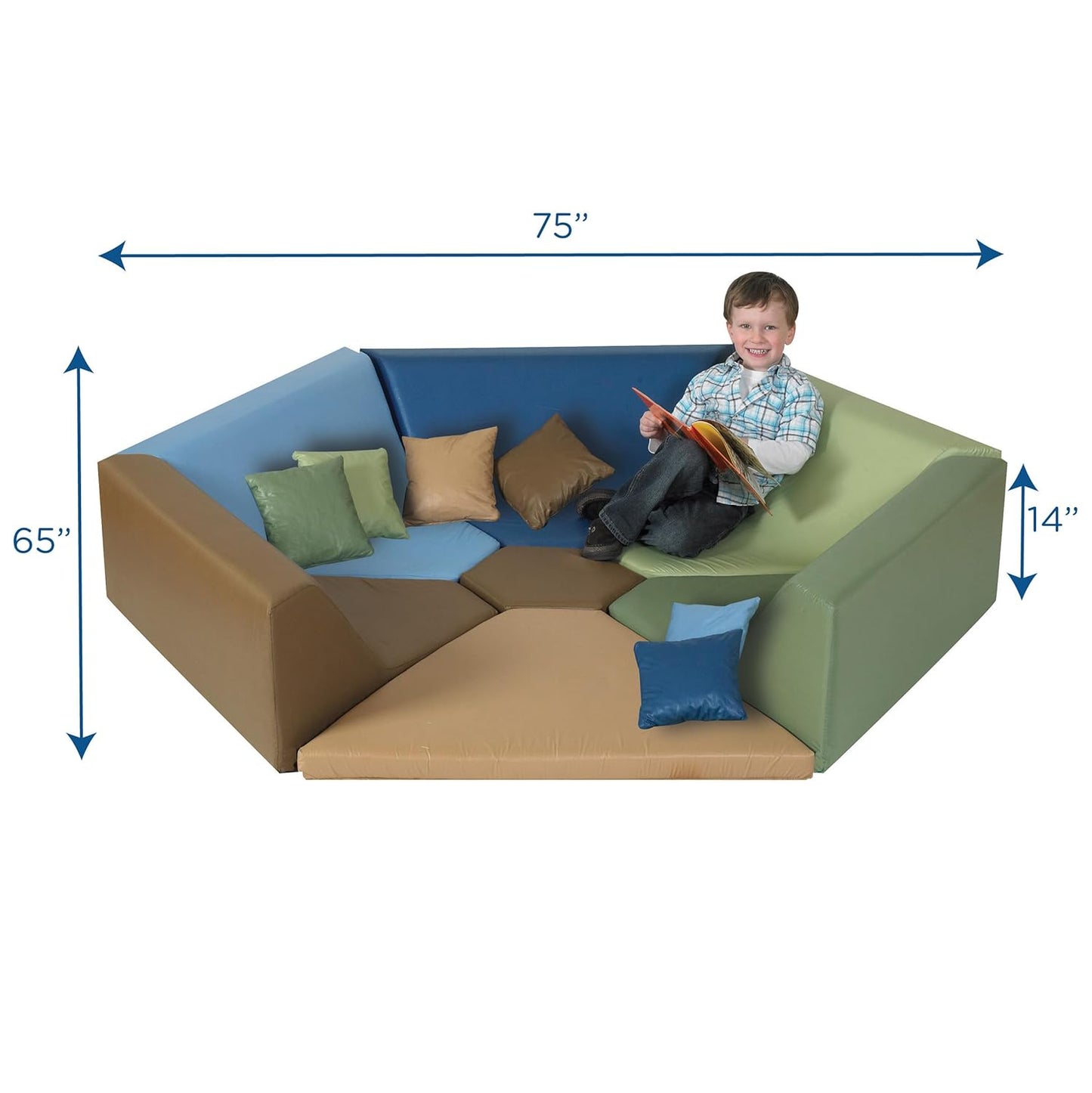 Children's Factory Woodland Hollow Kids Reading Nook, Toddler Modular Couch for Daycare, Classroom, Preschool Furniture