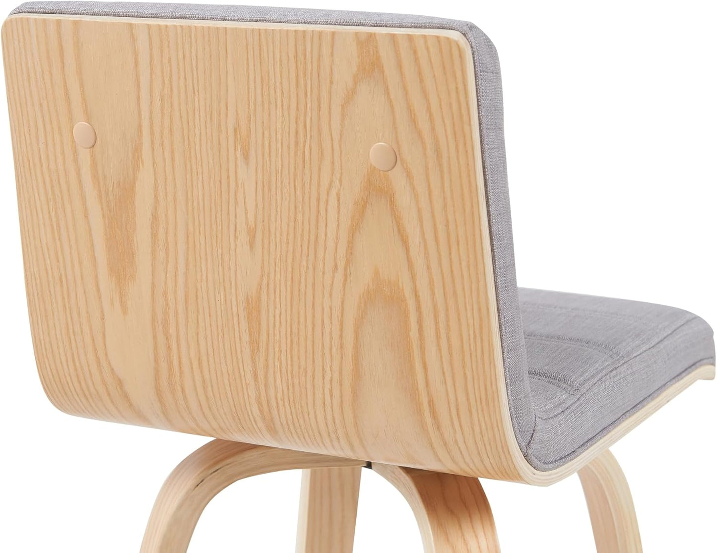 Vienna Modern Counter Height Swivel Bar Stool with Grey Upholstered Seat and Patterned Oak Wood Frame Set of 4