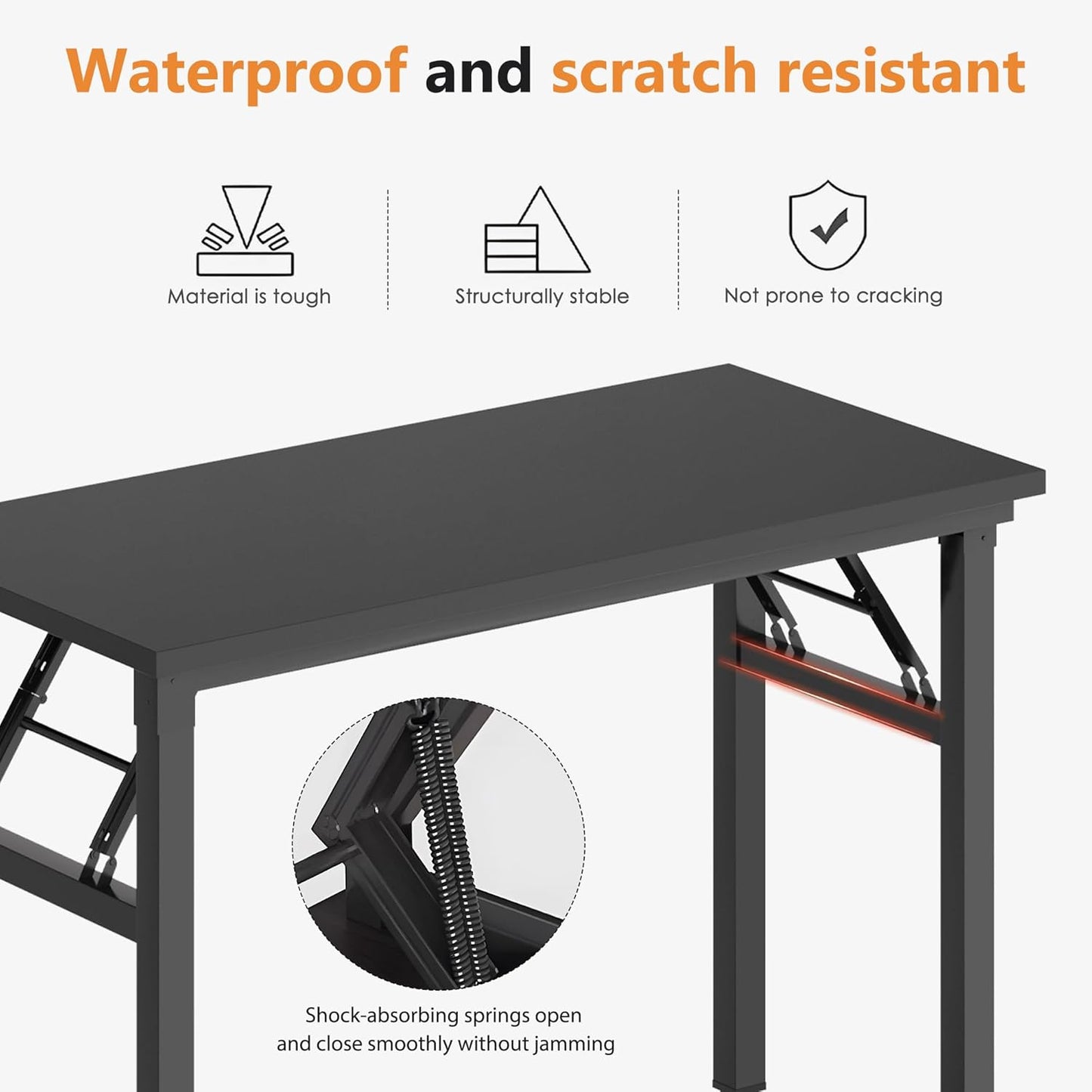 DlandHome Computer Desk Folding Table 39.4 inches Writing Desk for Small Space Study Table Laptop Desk No Assembly Required Black&Black