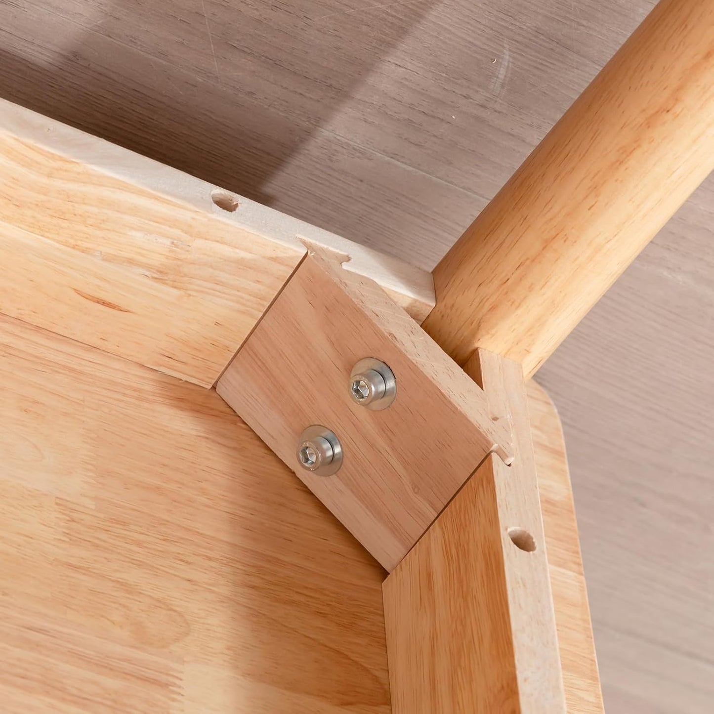 Rectangular Kitchen Solid Wood Dining Table 46.8 inches Legs Sturdy Natural Rubber Wood and Walnut Color (Natural Oak)