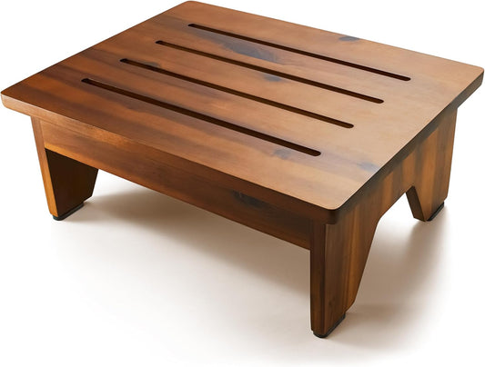 Holana 6.5" Wooden Step Stool for Adults (No Assemble Required)- 500 Lbs One Step Stools for High Bed Riser - Small Stepping Stool for Elderly, Seniors, Kid/Bathroom, Bed, Kitchen (Acacia)