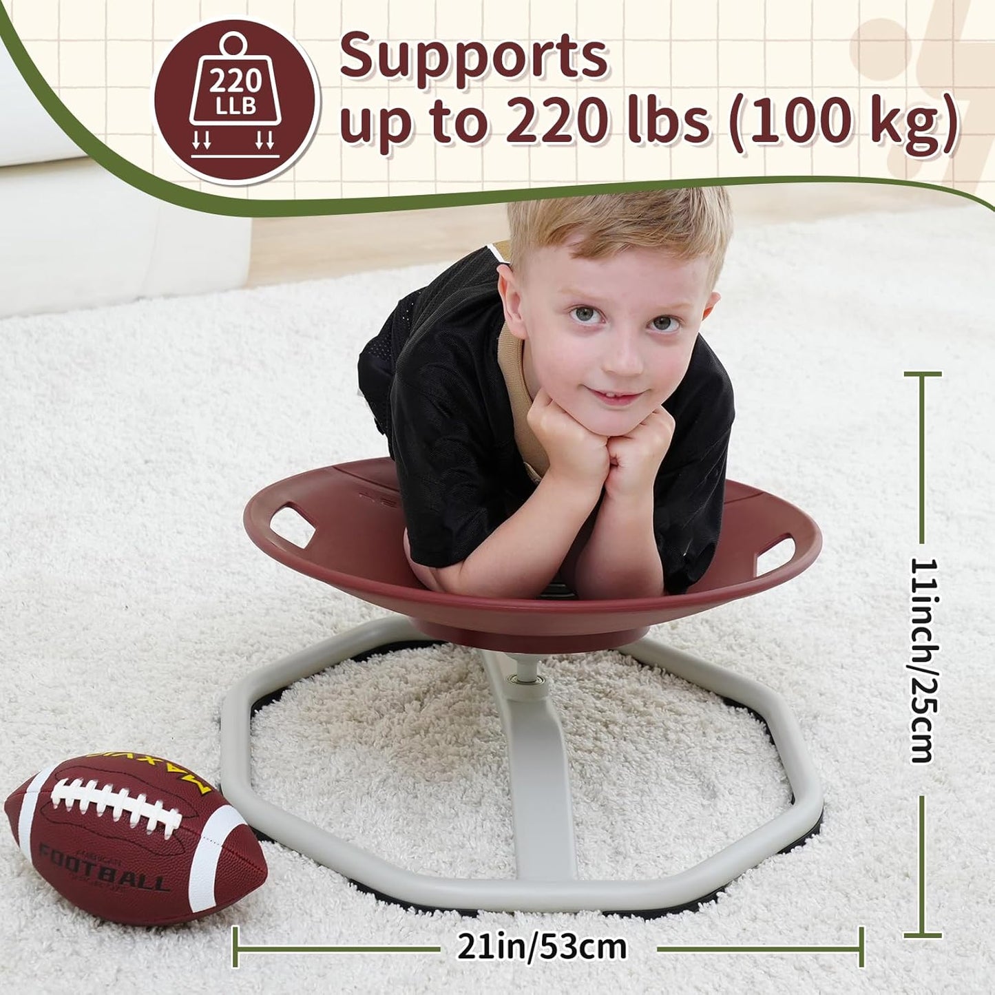 KidBloom Spinning Chair for Autistic Kids, Football Sensory Toys for Kids with Autism, Upgrade Handle Autism & ADHD Sensory Chair