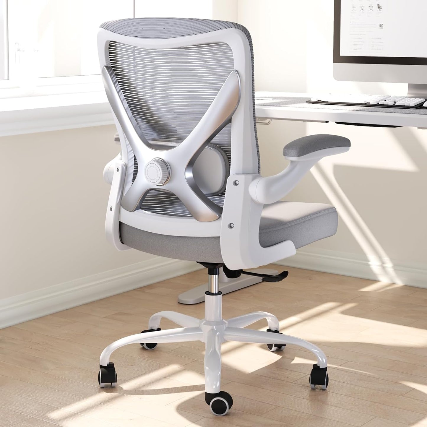 Ergonomic Office Chair with Lumbar Support - Adjustable Computer Desk Chairs for Home Office, Gaming, and Work - Comfortable and Supportive Desk Chairs for Adults(Grey Silver)