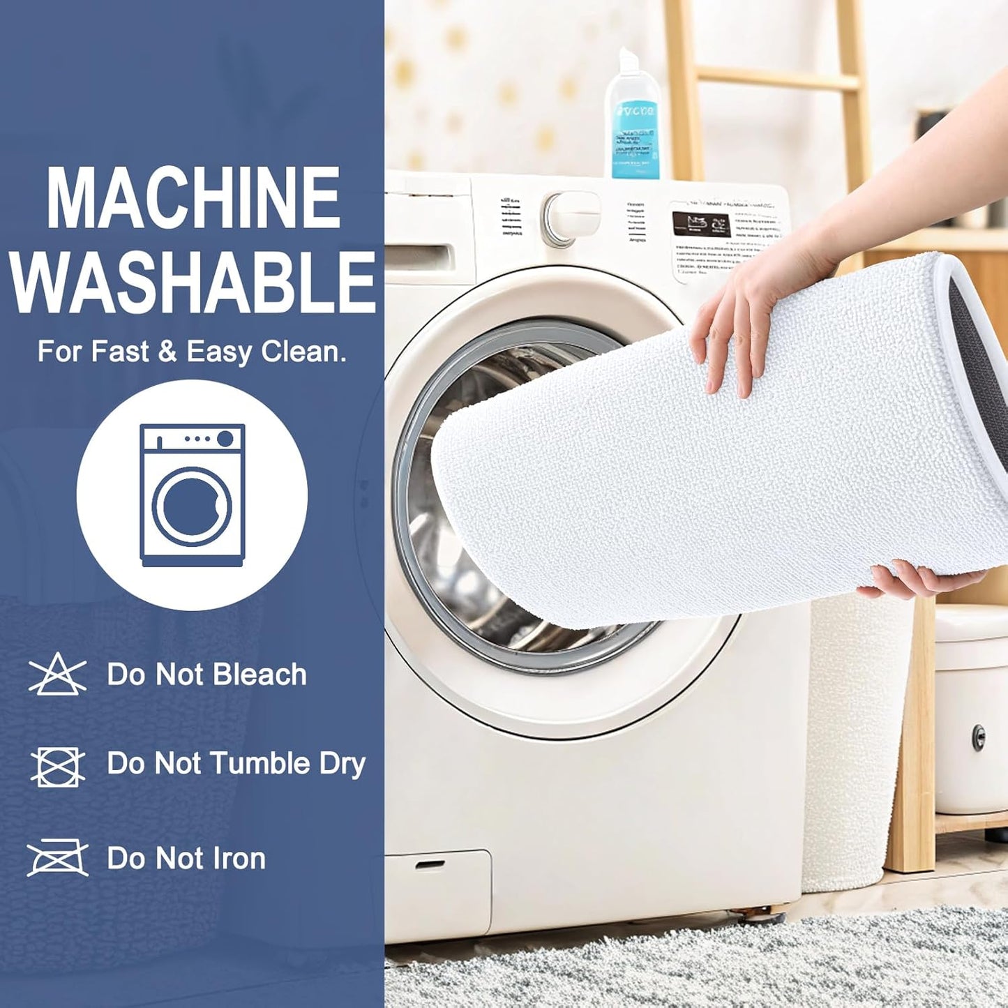 OLANLY Thick Memory Foam Bath Mat Rug 59x24, Extra Soft Absorbent Bathroom Rug, Quick Dry Bath Mats, Non-Slip, Machine Washable Carpet for Bathroom, Tub and Shower, Home Decor Accessories, White