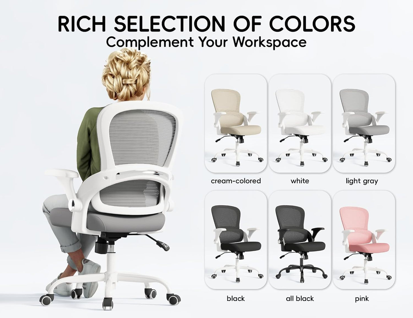 TRALT Ergonomic Office Chair - Comfy Desk Chair with Back Support, Home Office Desk Chairs, Computer Chair, 330lbs Wide Seat Big and Tall Office Chair for Executives (Grey)