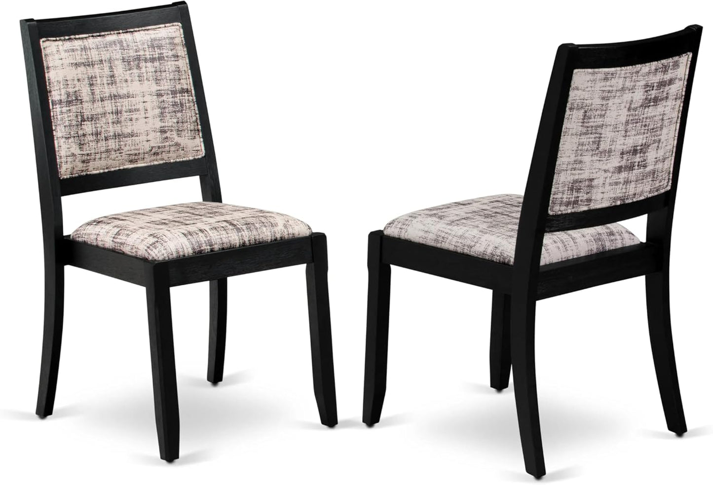 East West Furniture LGX27-BLK-30 -7 Piece Dining Set Includes a Rectangular Kitchen Table with Black Tabletop and 6 Stackable Polyester Fabric Chairs, Black