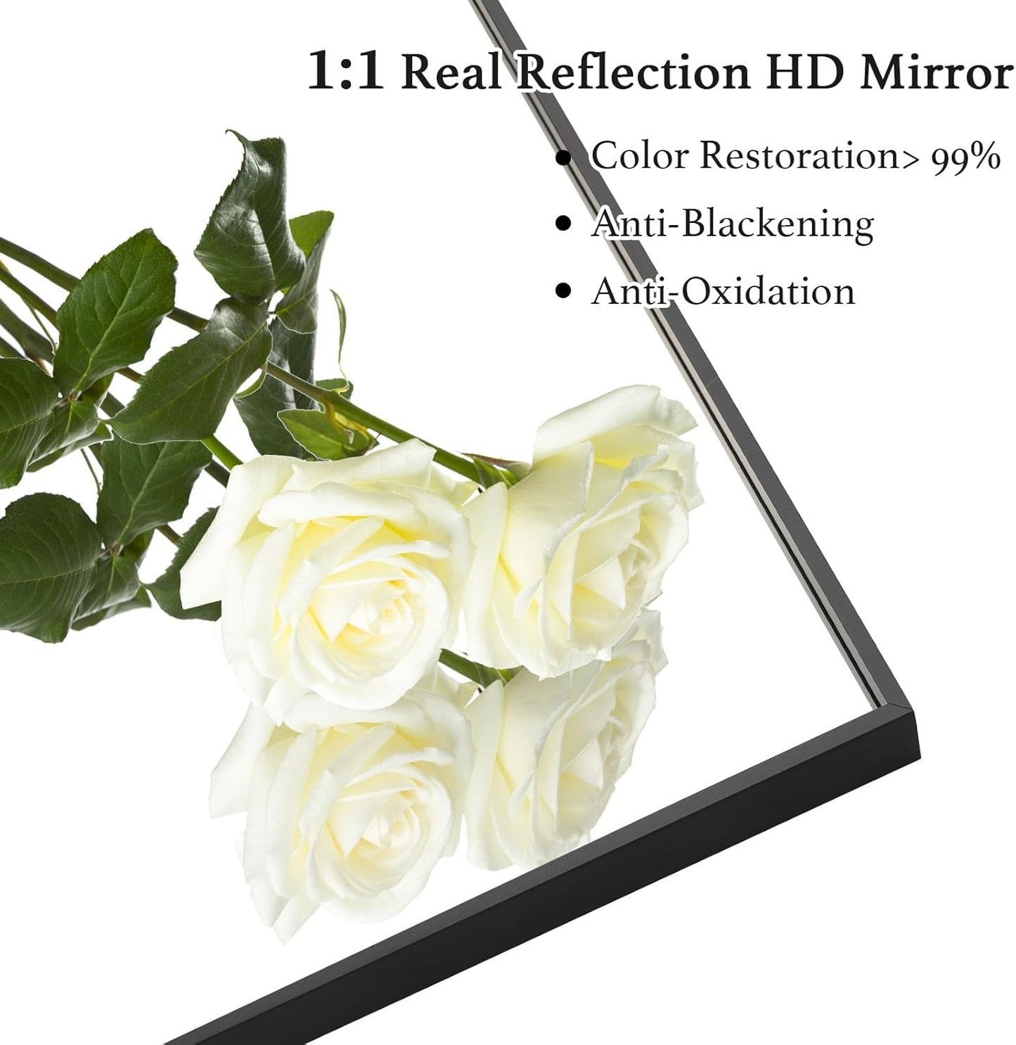 24x36 Inch Black Bathroom Mirror, Copper-Free Mirror, Aluminum Alloy Frame Vanity Mirror, Rectangle Wall Mounted Mirror, Modern Mirror for Bedroom/Living Room/Porch Horizontal or Vertical