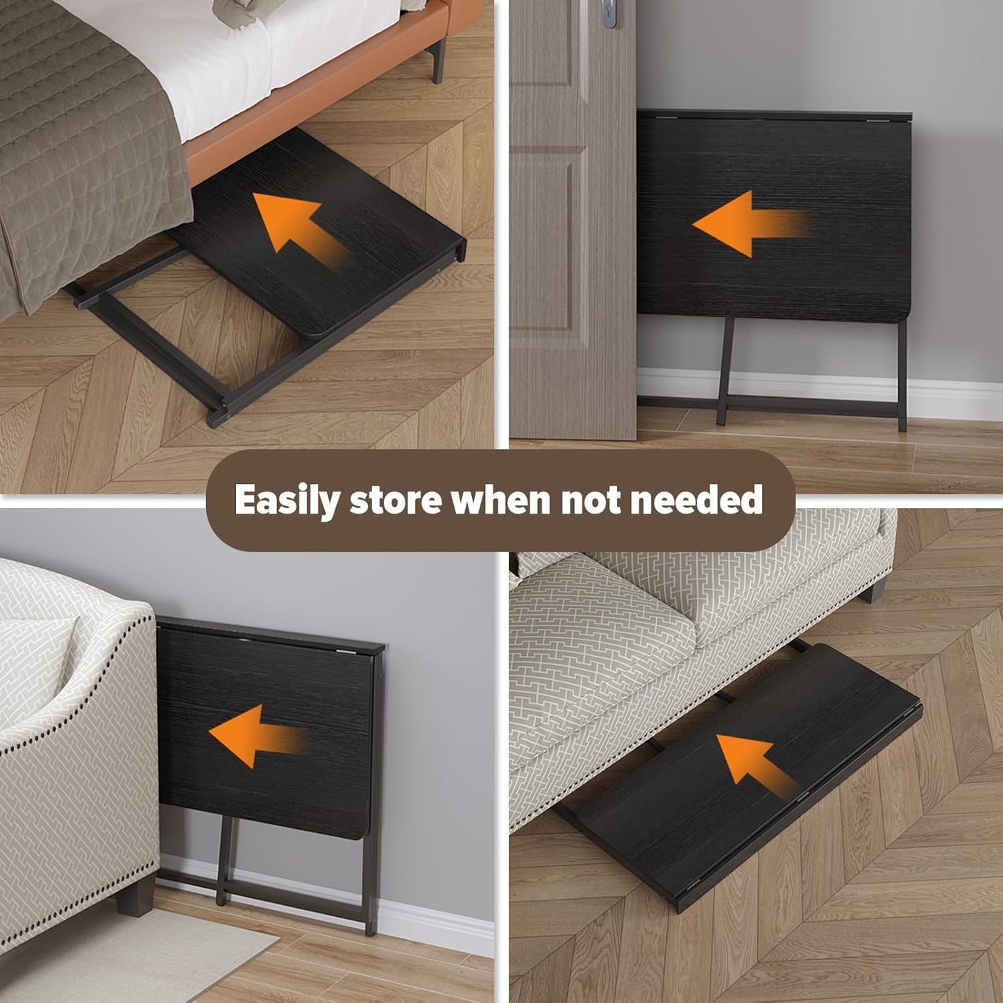 WOHOMO Folding Desk, 47.2" Foldable Computer Desk for Bedroom, Space Saving Computer Table Writing Workstation for Home Office, Easy Assembly, Black