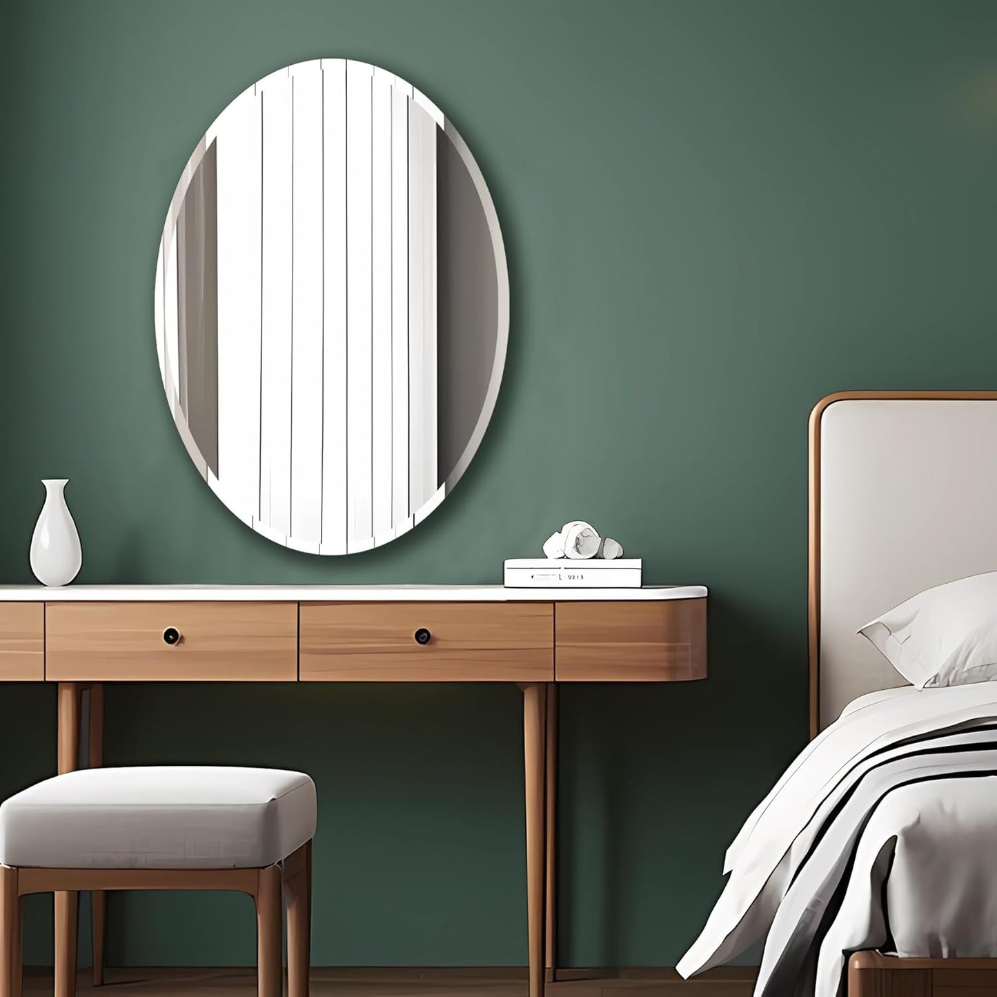 Bathroom Mirror for Over Sink, Oval Frameless Mirror, Beveled Polished Wall Mirror for Bathroom, Bedroom, Vanity and Entryway 20" x 28"