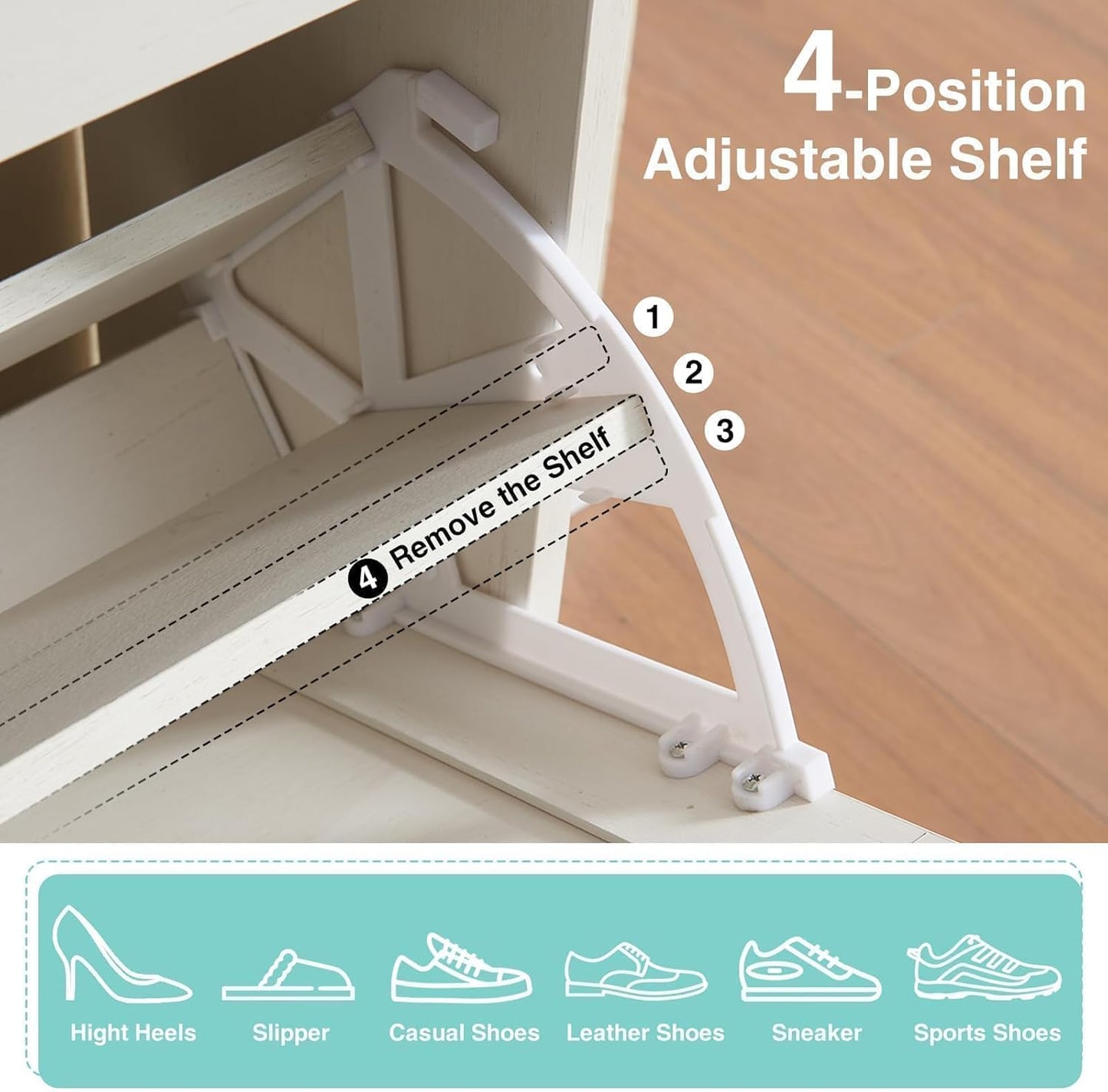 Shoe Storage Cabinet,Farmhouse Shoe Organizer with 4 Flip Drawers & Barn Door Design,Freestanding Hidden Slim Narrow Shoe Rack Cabinet for Entryway,Foyer,Hallway,Antique White