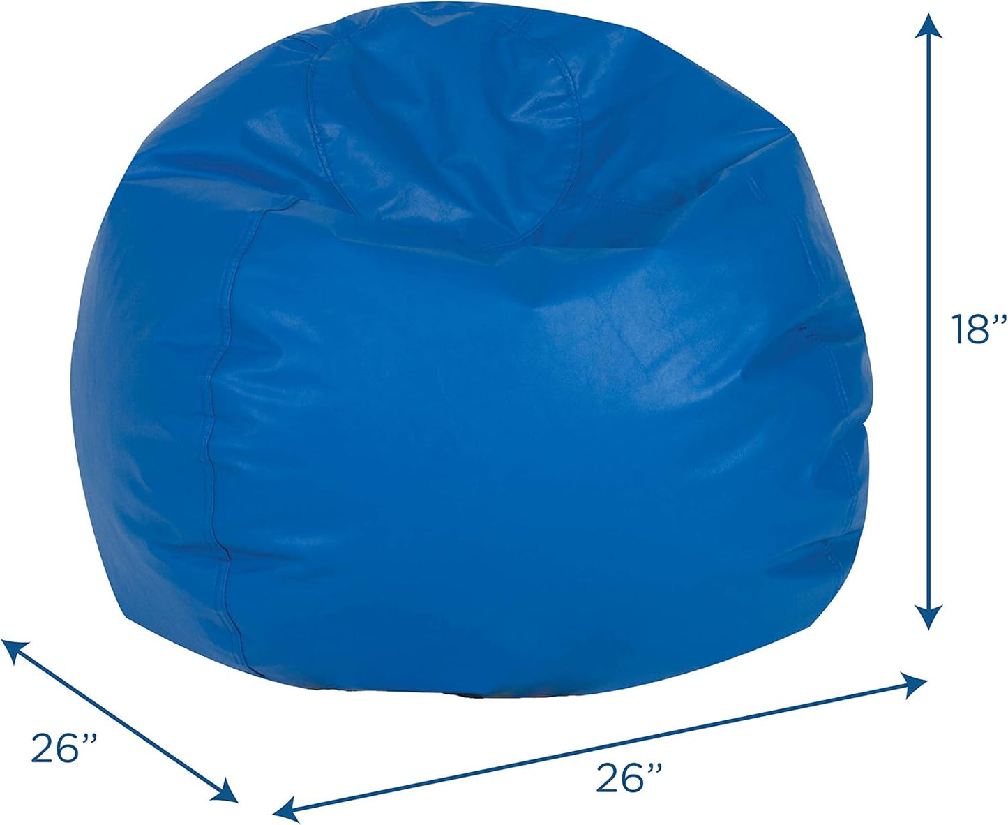 Children's Factory 26" Round Bean Bag, Bean Bag Chair with Water-Resistant Cover for Kids, Flexible Seating for Classroom Elementary, Easy to Clean, Blue