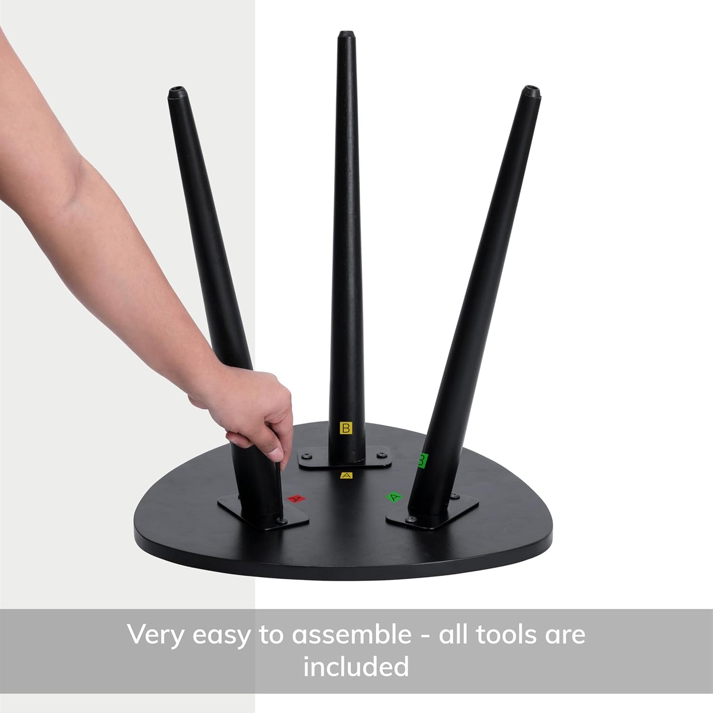 MH London Tri Pin Side Table I Handmade Natural Mango Wood, Naturally Moisture Resistant, Maintenance Free I 16" x 16" x 18" I Tora, Black