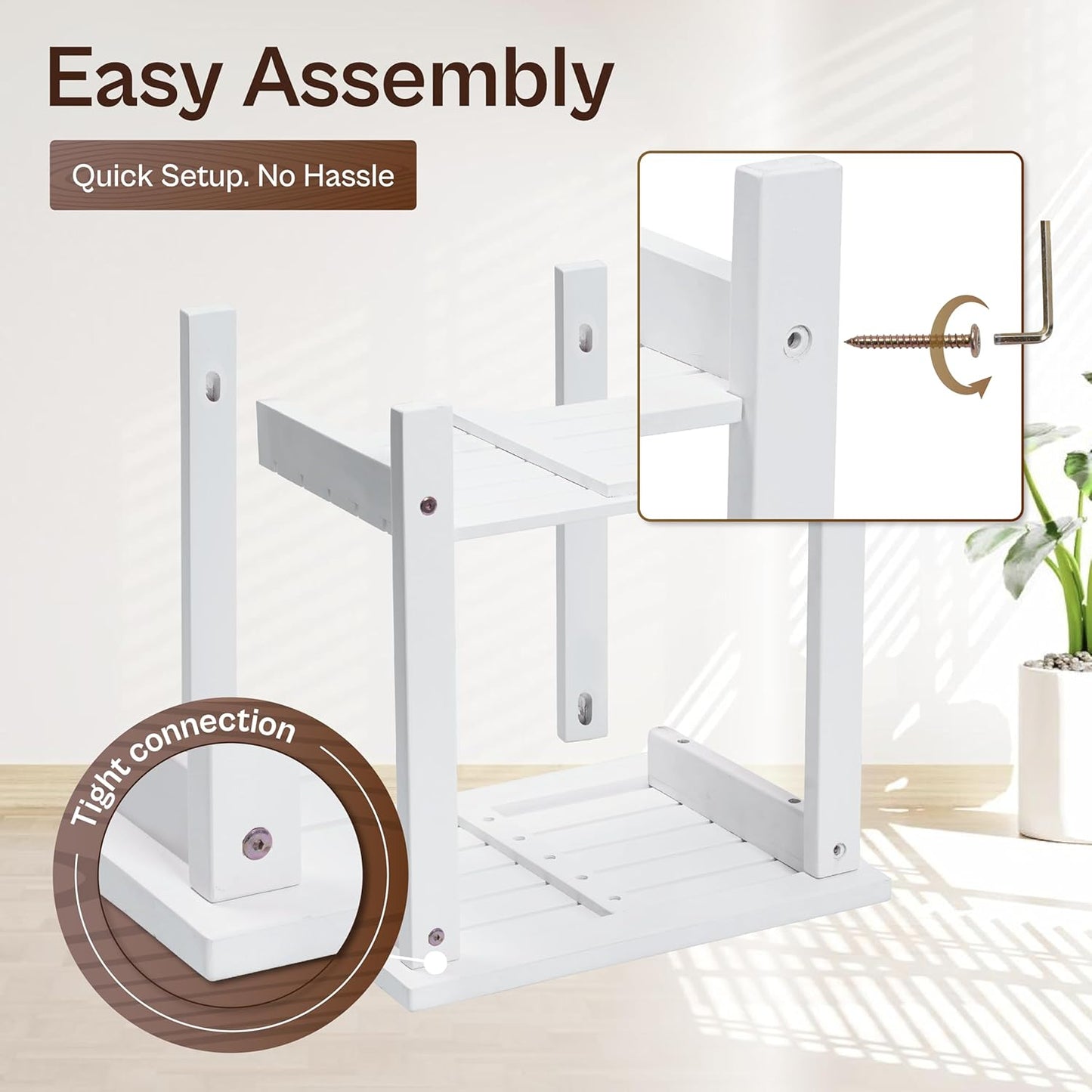 Adirondack Side Table – Weather-Resistant Rectangular End Table for Patio, Garden, Lawn, or Living Room | Indoor & Outdoor Wood Side Table, Rustic Style (White)