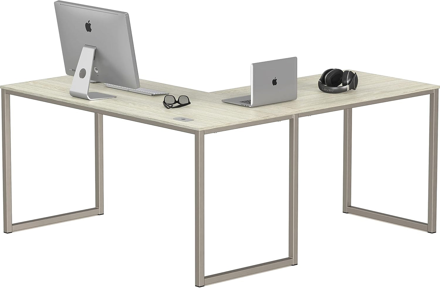 SHW Mission 55 x 60 Inches L-Shape Home Office Computer Desk, Maple