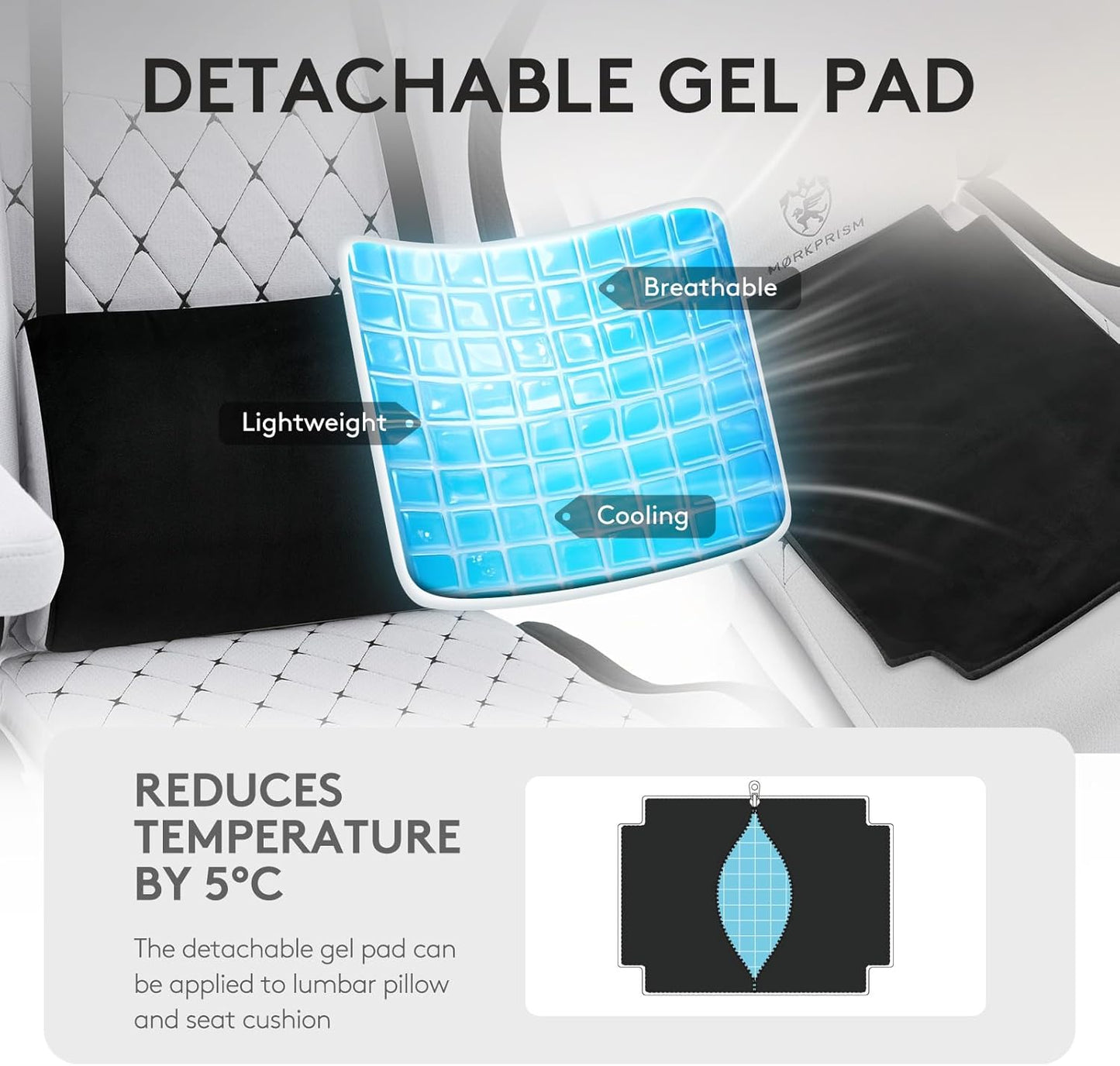 Gaming Chair Breathable Fabric,Computer Office Chair with Footrest,Massage Lumbar Support and Gel Pad,Ergonomic Reclining Gamer Chair with Adjustable Armrests and Spring Cushion Grey Black