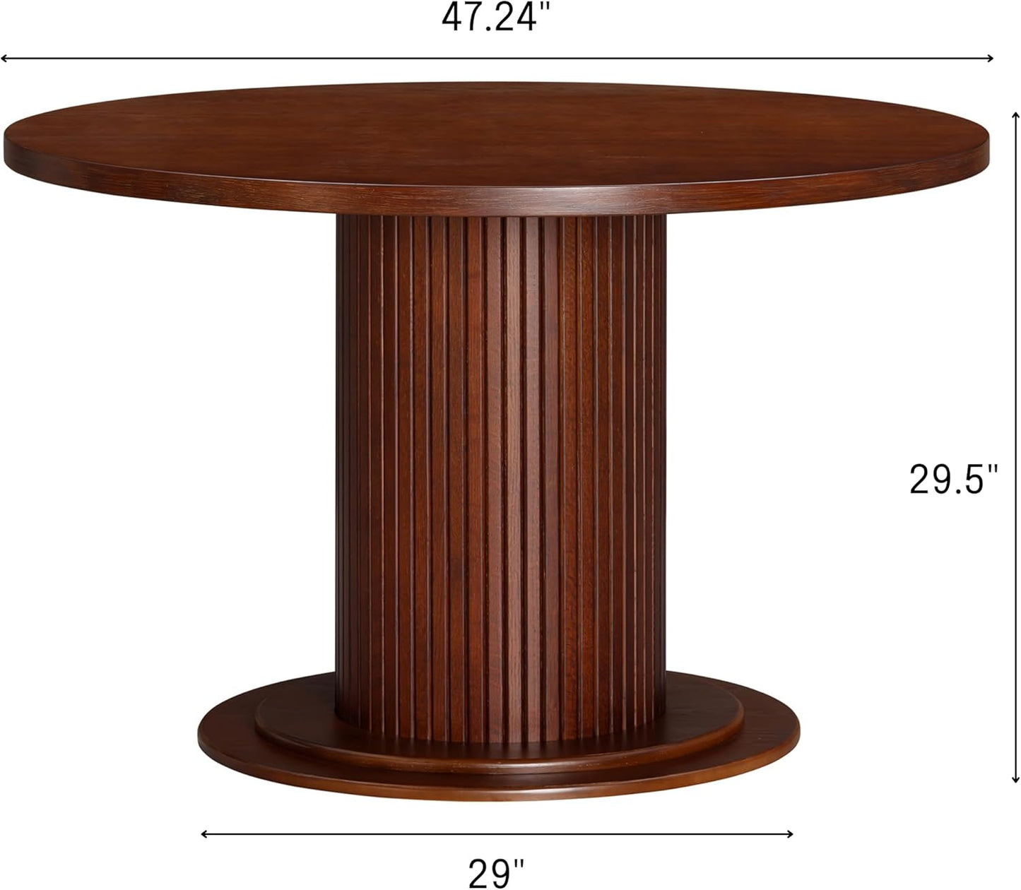 NTC Summit 47 Inch Modern Design, Round Dinner Table for Dining Room, Living Room Furniture, Effortless Assembly, Dark Walnut