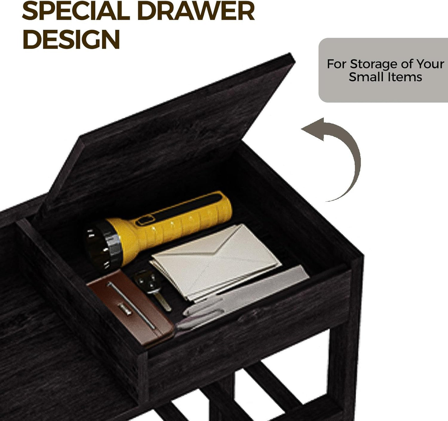 Bamworld Shoe Rack for Front Door Entrance Bamboo Shoe Organizer with Storage Box Free Standing Shoe Cabinet Shoe Storage Shelf for Entryway, Closet and Doorway (Black)