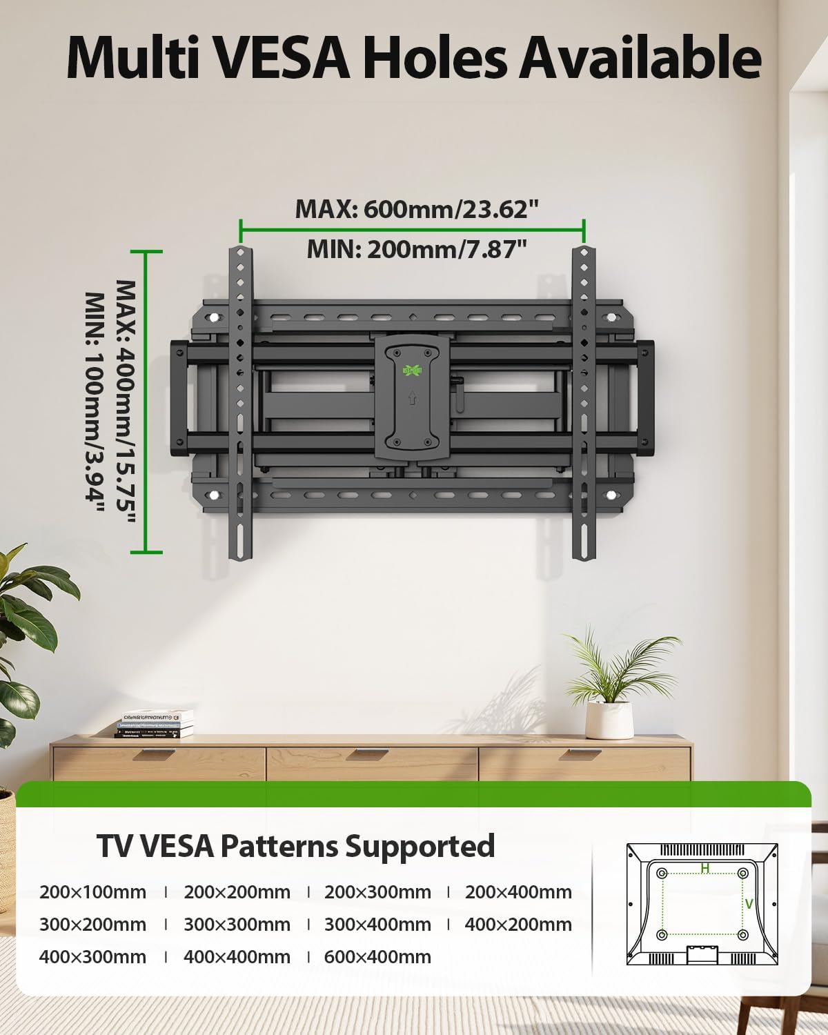 USX MOUNT Full Motion TV Wall Mount for Large TVs 42-95 Inch up to 150 lbs, Wall Mount TV Bracket with Swivel and Tilt, Fits 16",18", 24" Wood Studs, Max VESA 600x400mm Fit 65+ 75+ 85 86 90 TVs XML025