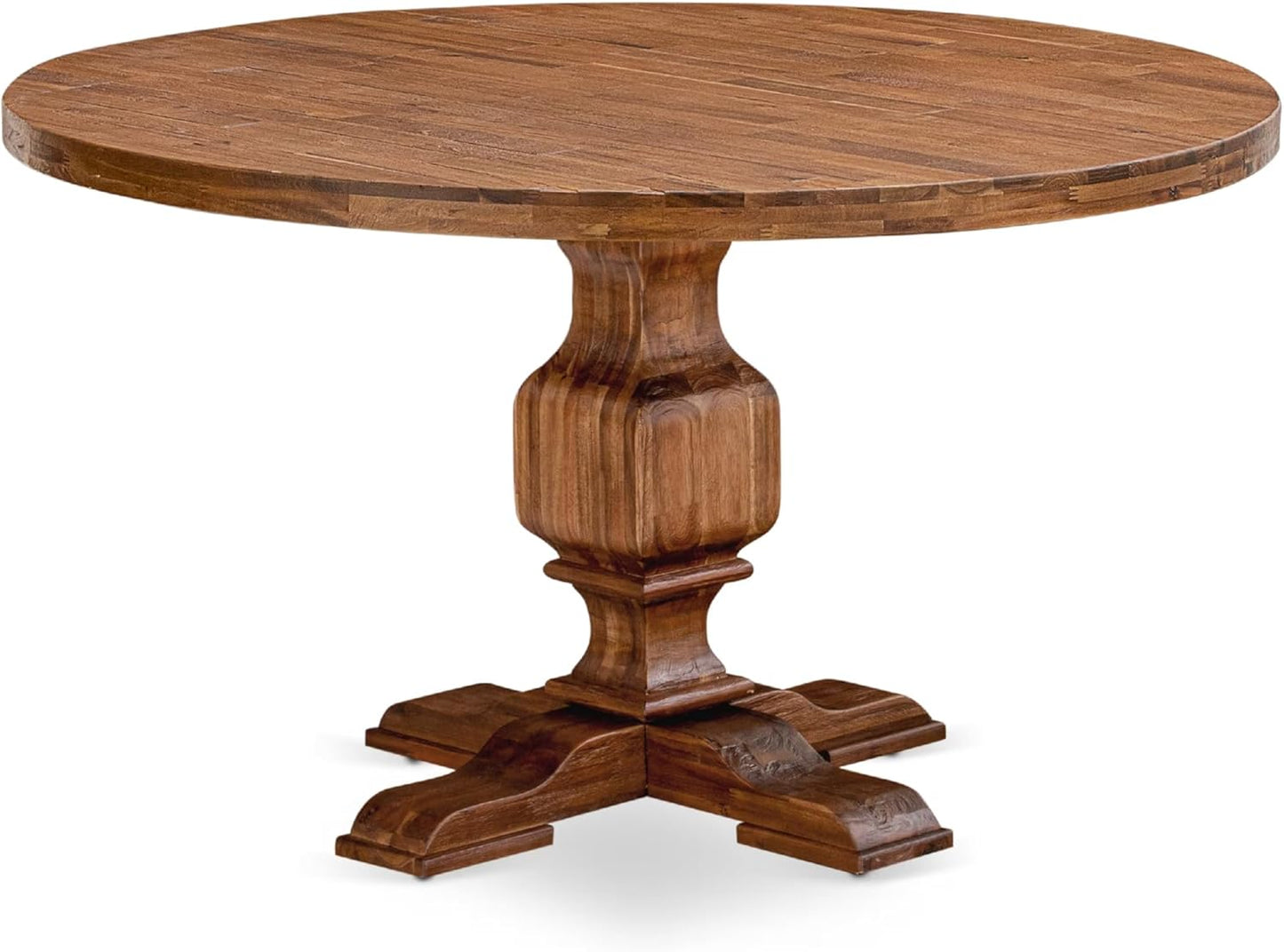 I3FO5-50N-18 - 5-Pc Mid Century Dining Set Consist of A Mid Century Table and 4 Brown Polyester Fabric Chairs with Button Tufted Back, Antique Walnut