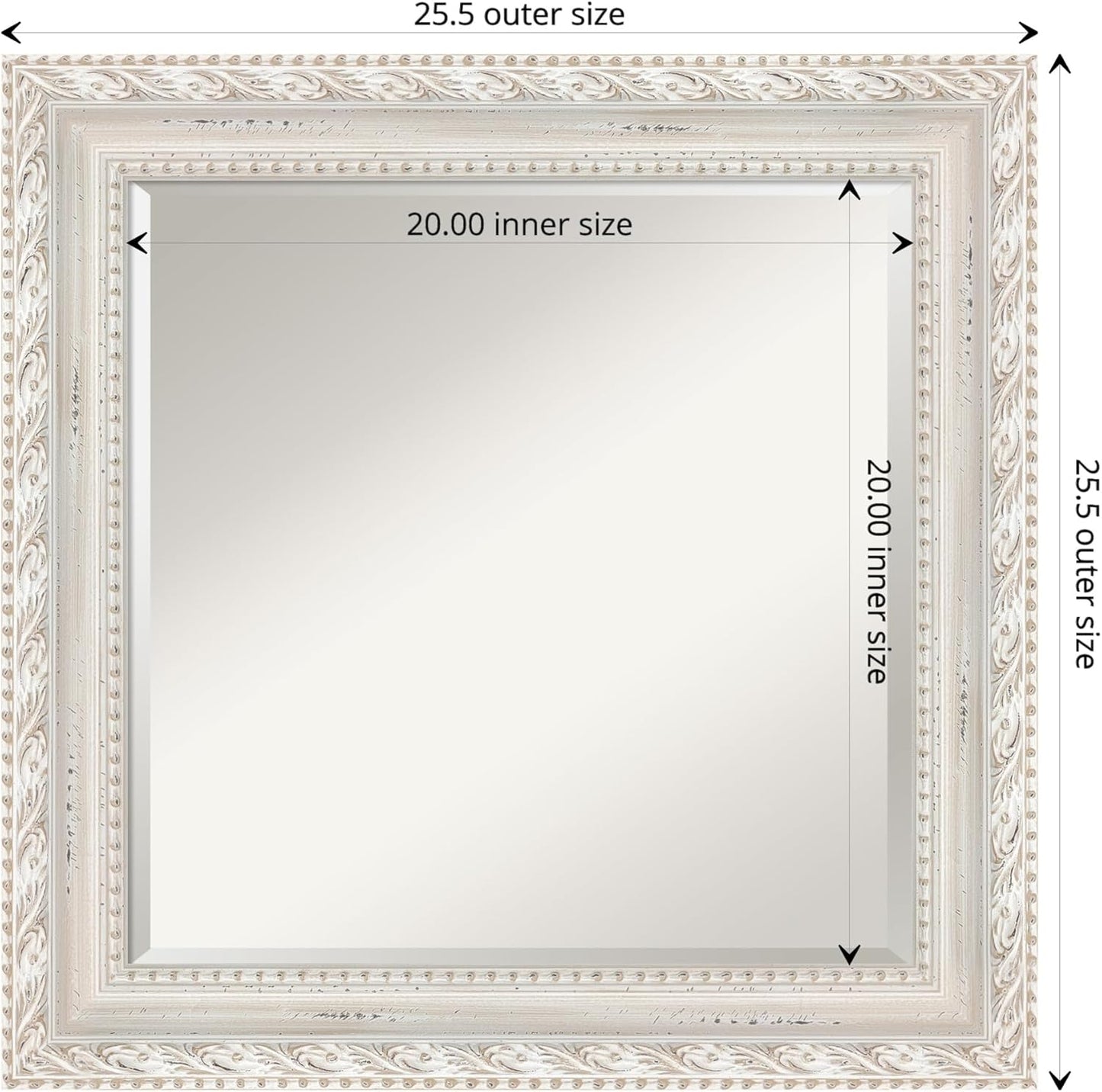 Amanti Art White Bathroom Mirror for Over Sink, 26x26 Opera Off White Square Vanity Mirror, Medium Traditional Wood Frame, Hangs Horizonally and Vertically, Bathroom Wall Decor, Beveled Edge from WI