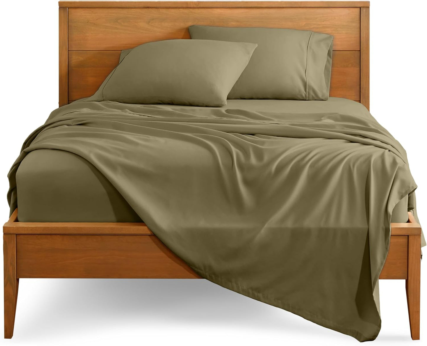 Bare Home Split King Sheet Set - 1800 Ultra-Soft Microfiber Bed Sheets - Double Brushed - Deep Pockets - Easy Fit - 5 Piece Set - Bed Sheets (Split King, Olive)