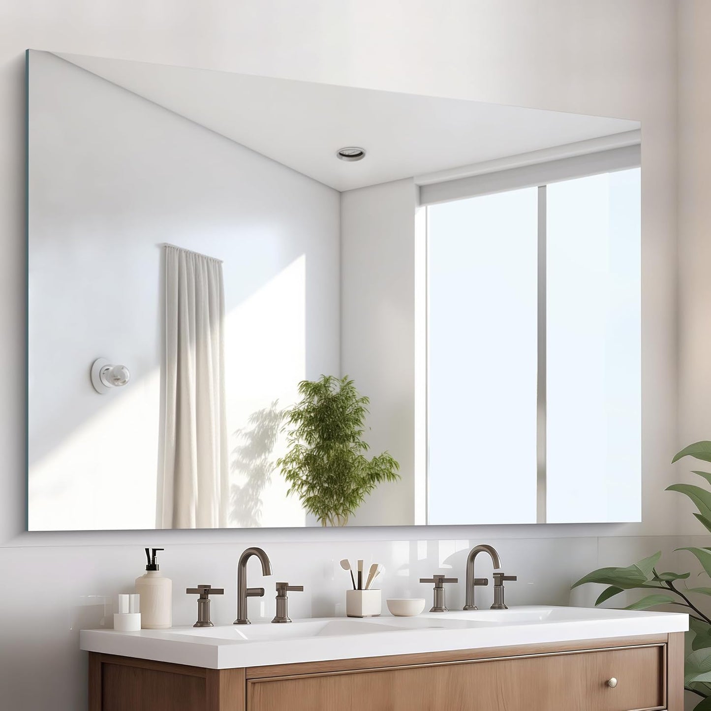 Large Frameless Mirror, 60x40 Bathroom Mirrors for Wall, Upgraded Shatterproof Rectangle Vanity Mirror Over Sink with Polished Edge for Bathroom,Bedroom,Living Room and Entryway