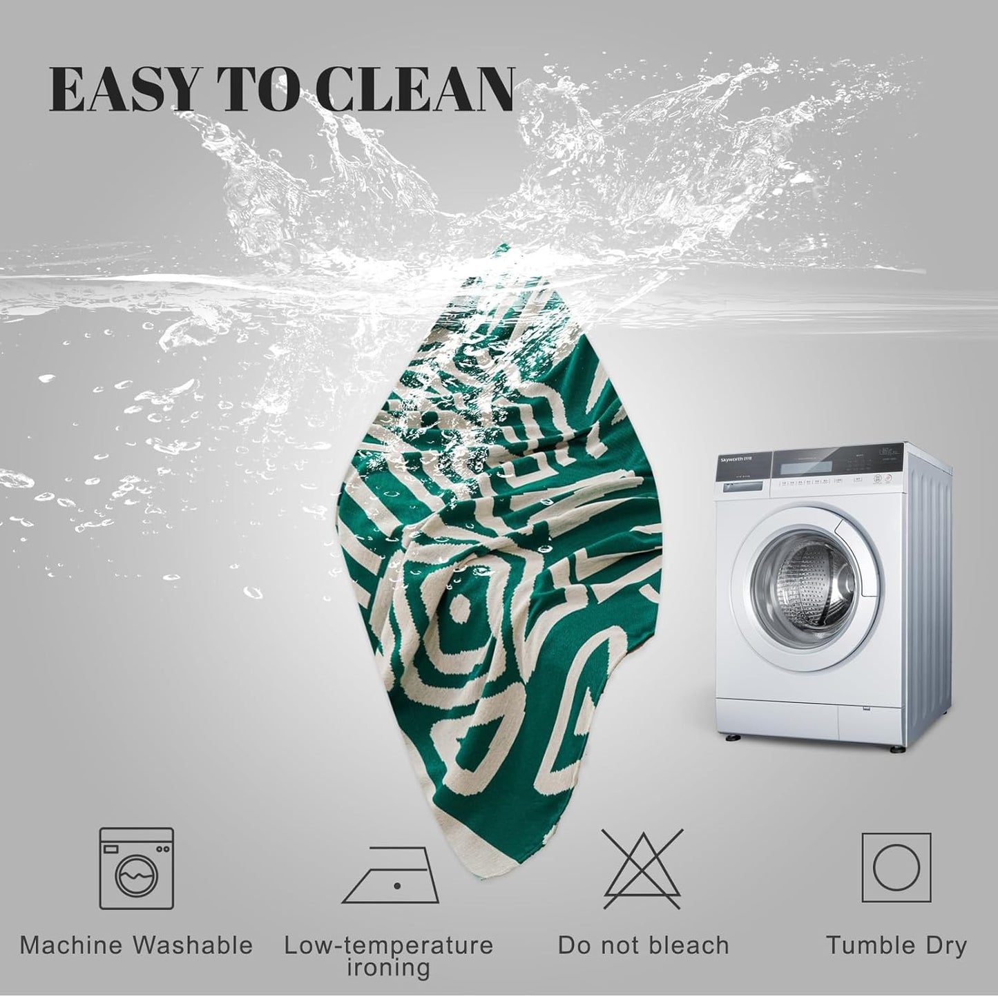 HANDONTIME Dark Green Couch Cover Boho Sofa Covers Washable Forest Green Dog Covers for Couches Reversible Couch Blanket Cover Geometric L Shaped Couch Covers for 2 3 Couch Cushion Cover, 91" X150"