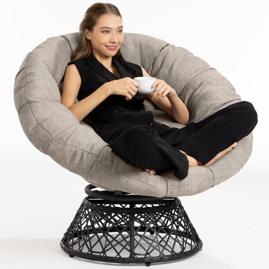 Bme 40" Ergonomic Wicker Papasan Chair