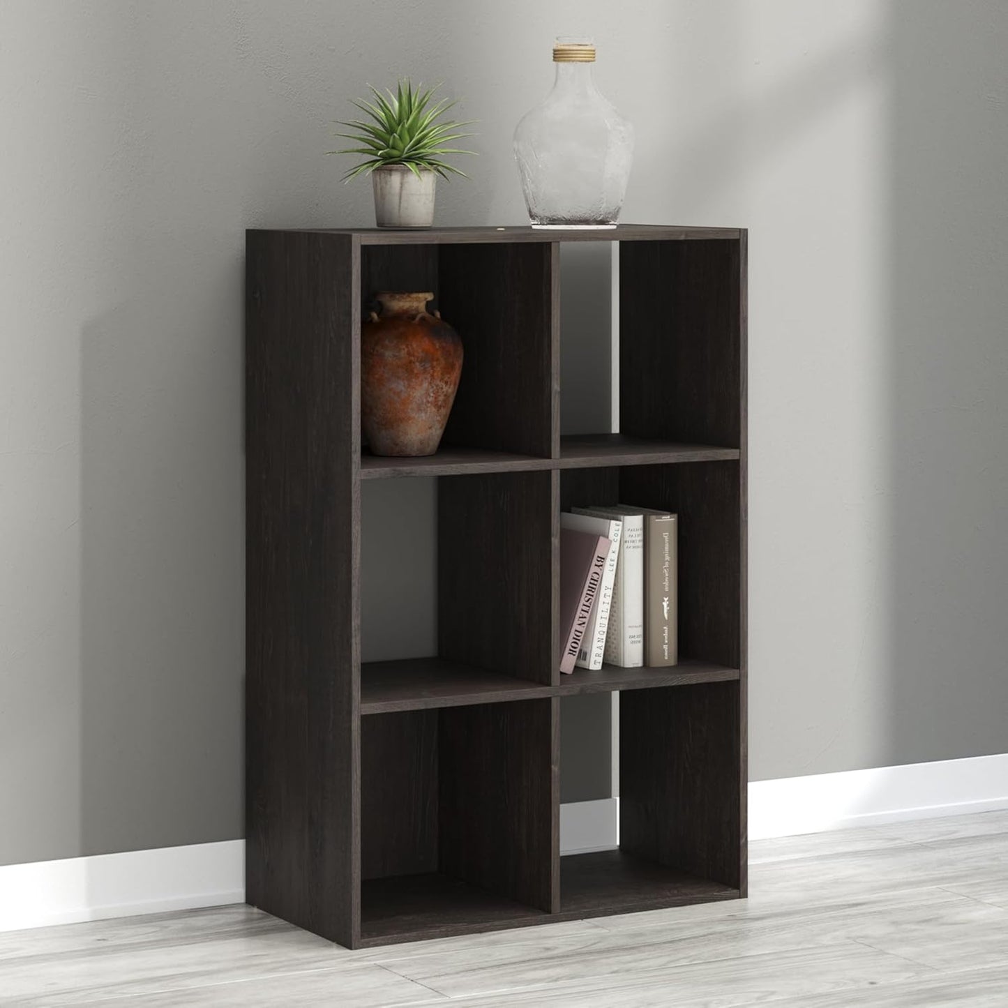 Signature Design by Ashley Piperton 6 Cube Storage Organizer or Bookcase, Charcoal