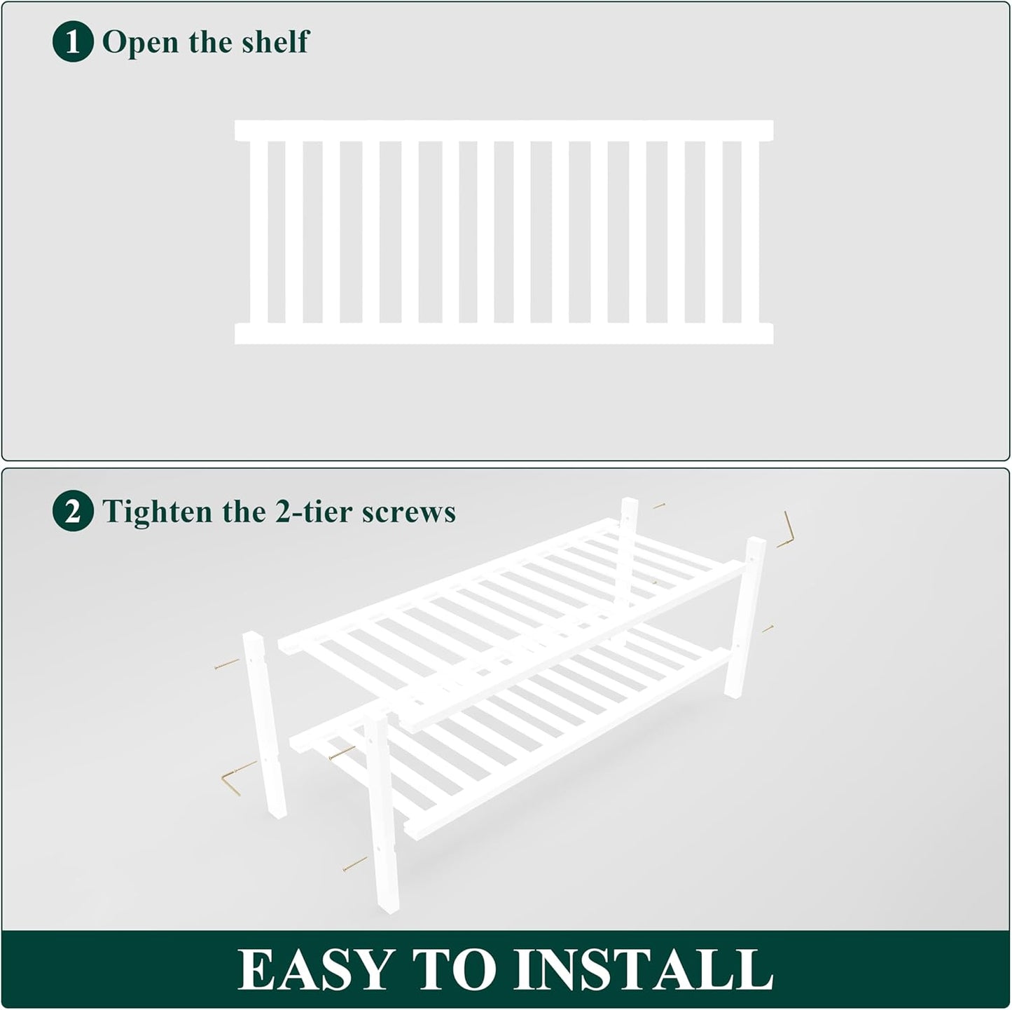 Smiry Shoe Rack, 2 Tier Thick Bamboo Shoe Organizer, Stackable Free Standing Wooden Shoe Storage Shelf for Closet, Entryway, Front Door Entrance, White