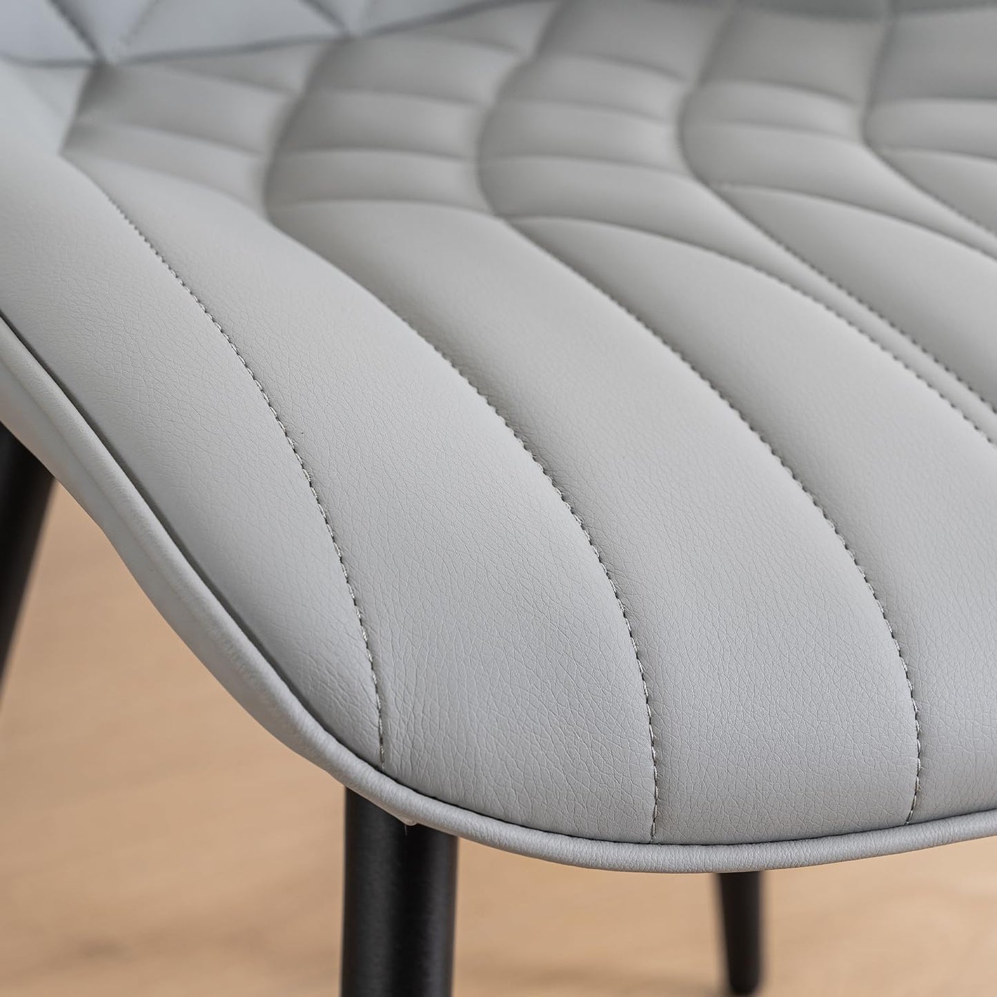 YOUNUOKE Dining Chairs Set of 2 Mid Century Modern Kitchen Chair Comfortable Upholstered Faux Leather Dinner Chairs for Kitchen Dining Room, Grey