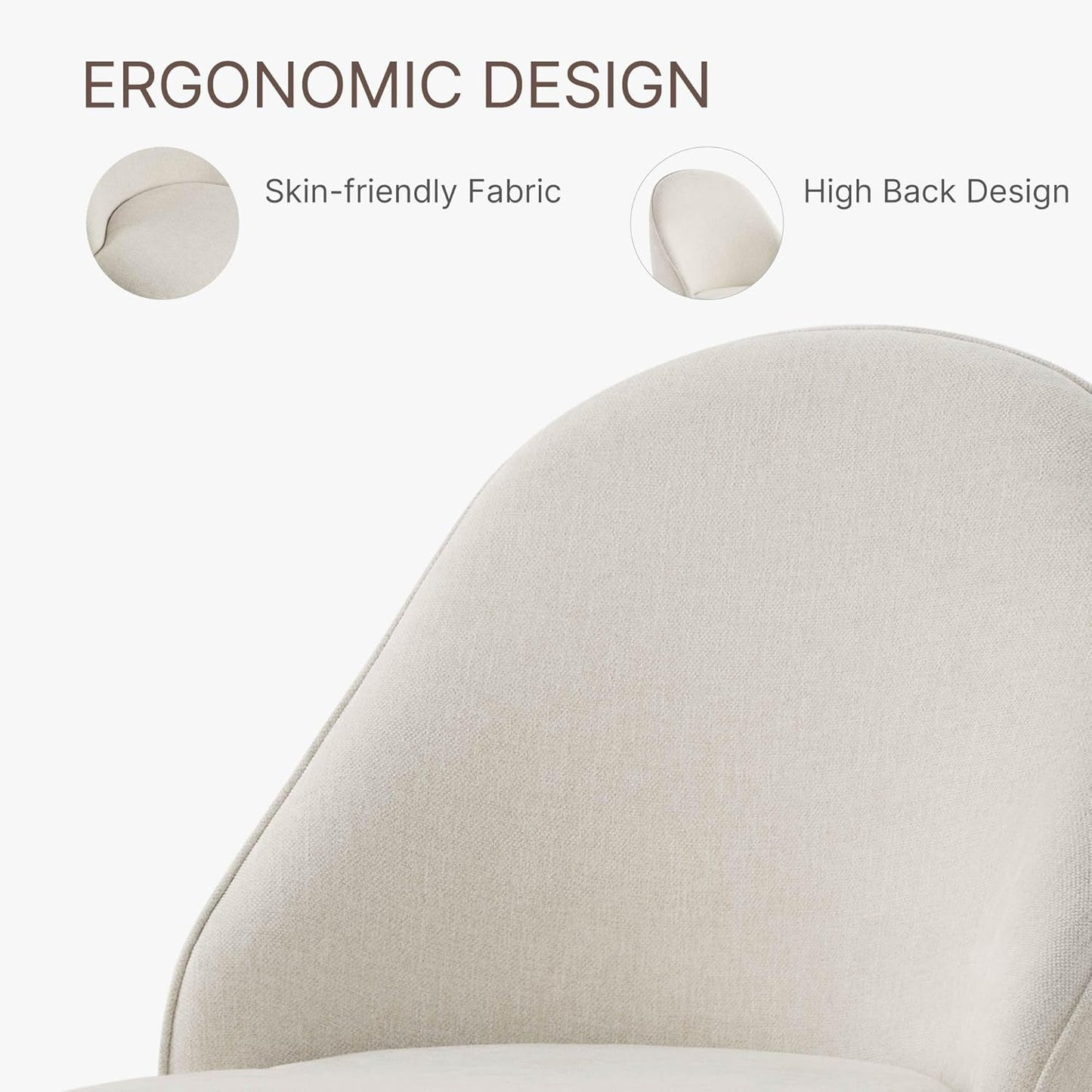 Swivel Dining Chairs Modern Desk Chair Upholstered Linen Fabric Side Chair for Kitchen Dining Room Bedroom,Linen,2 Box