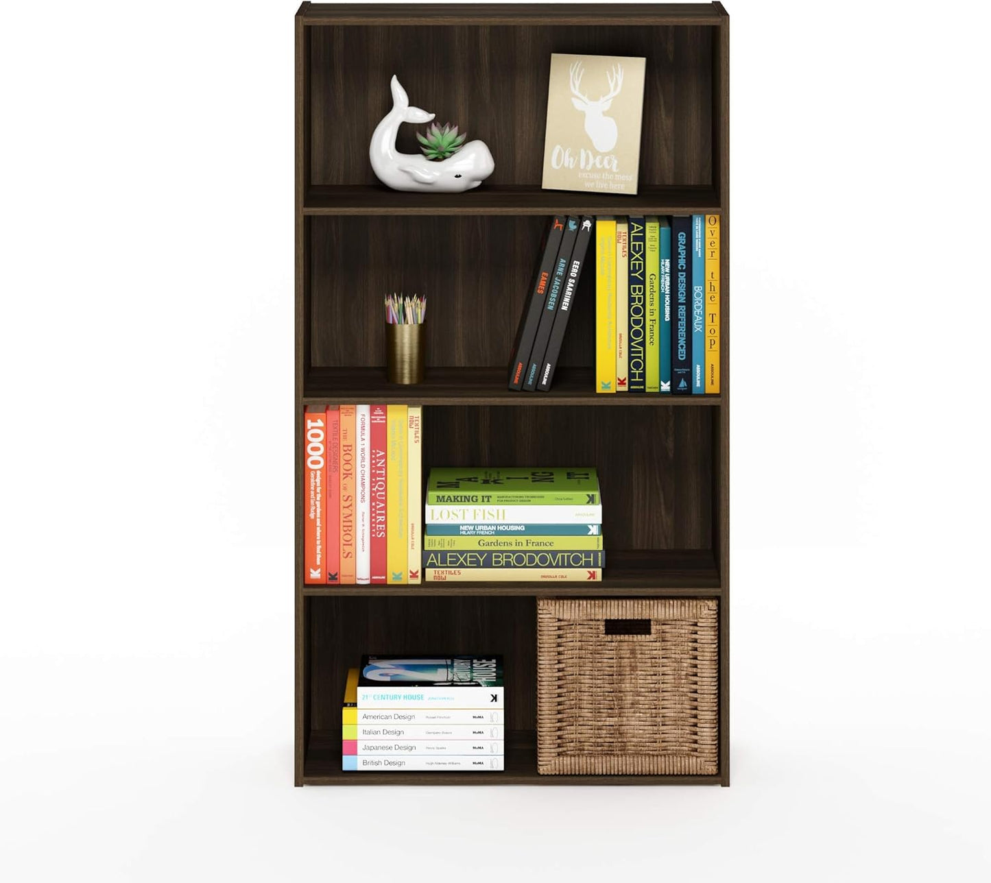 Furinno Pasir 4-Tier Open Shelf, Columbia Walnut