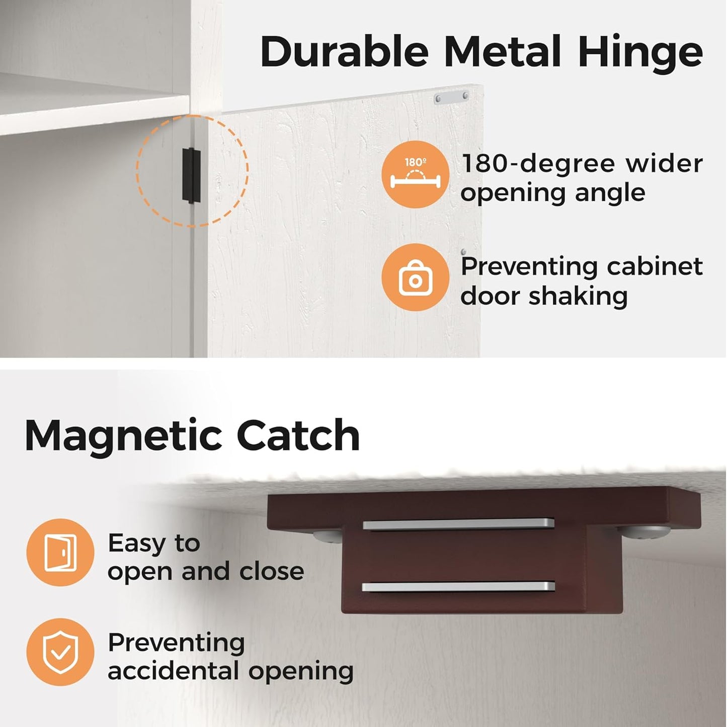 RoyalCraft Set of 1 Farmhouse Nightstand, White End Table with Charging Station, Tall Bedside Table with Large Storage Room and Shelf, Wooden Rustic Nightstand for Bedroom, Home Office