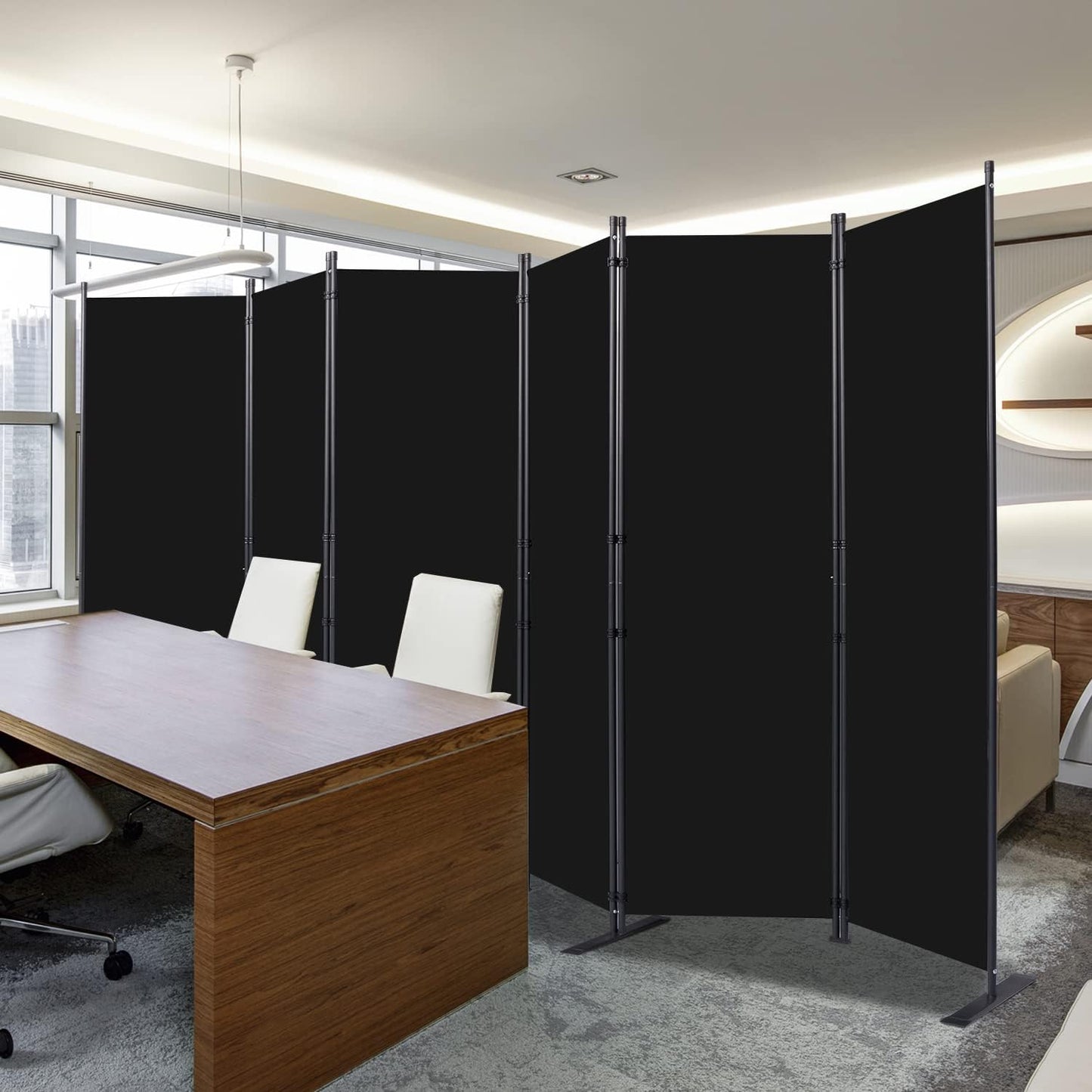 Room Divider, 6 Panel Folding Privacy Screens with Wider Support Feet, 6 Ft Portable Room Partition for Room Separator, 132" W X 71" H, Black