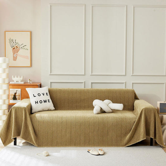 STACYPIK Wear-Resistant Chenille Yellow Sofa Cover, Couch Cover for Dogs, Washable Pets Protector for 3 Cushion Couch, Sofa Covers for Loveseat, Non-Slip Sectional Cover, Throw Blanket-71X150IN