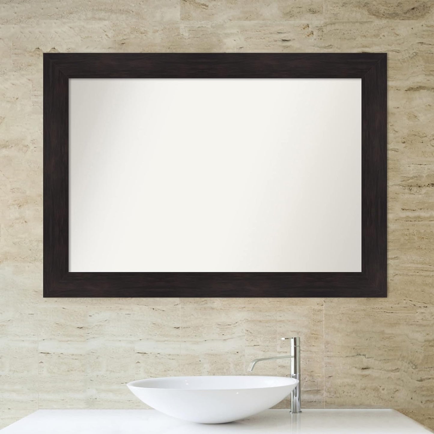 Amanti Art Silver Bathroom Mirror for Over Sink, 26x38 Florence Silver Rectangle Vanity Mirror, Large Casual Frame, Hangs Horizonally and Vertically, Bathroom Wall Decor, Non-Beveled Edge from WI, USA