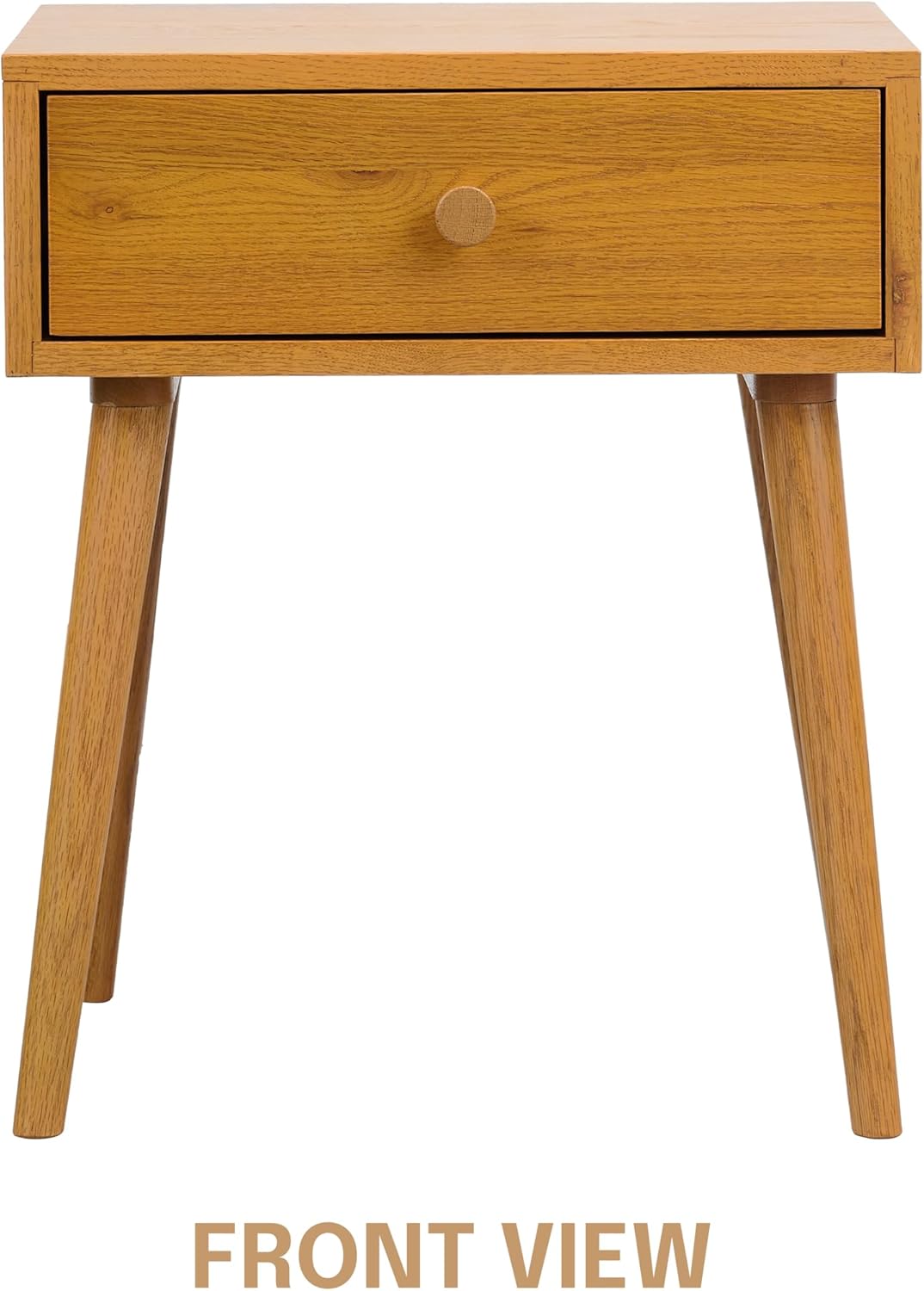 NTC Solid Oak Lux Nightstand with Drawer, Mid Century Modern Side Table Bedroom, Bedside Furniture, Night Stand, End Table, Easy Assembly - Rustic Oak